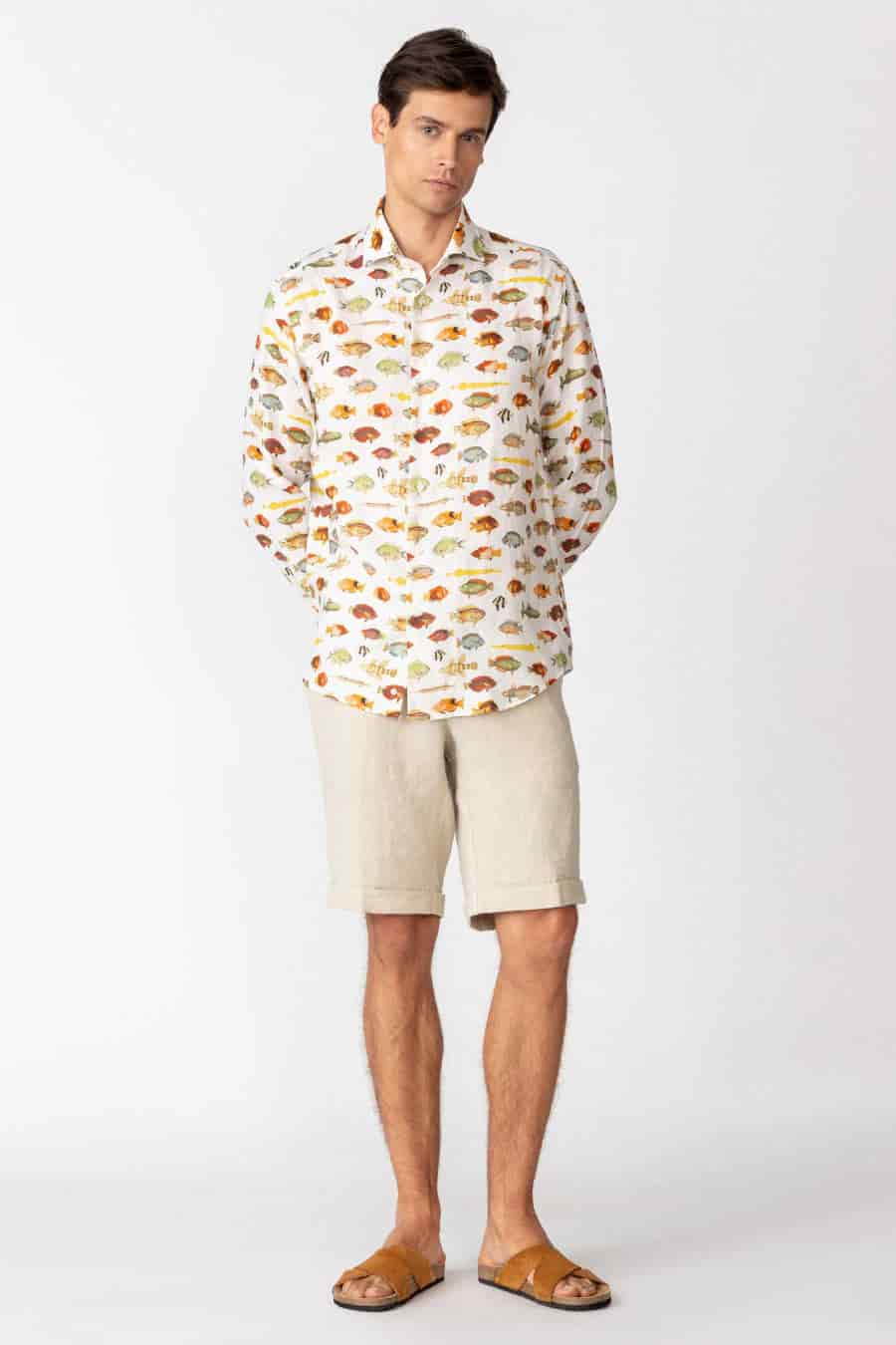 Men's linen shirt white nemo - miniatura 1