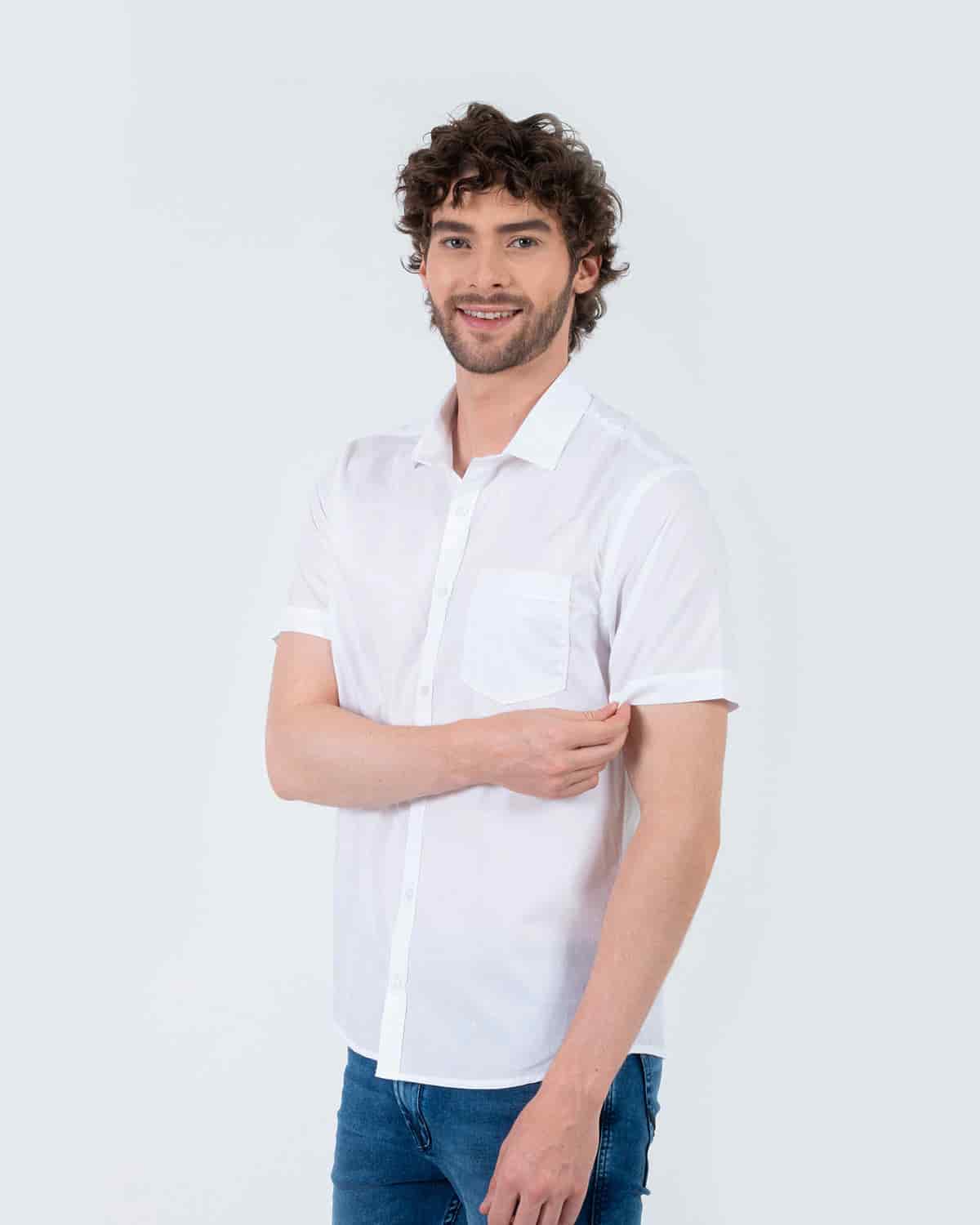 Camisa blanca manga corta para hombre - miniatura 74