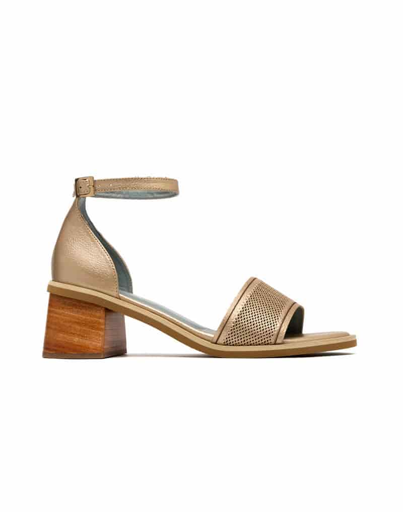 Sandalia para mujer en cuero de tacón robusto REF ZFR1805 - miniatura 2