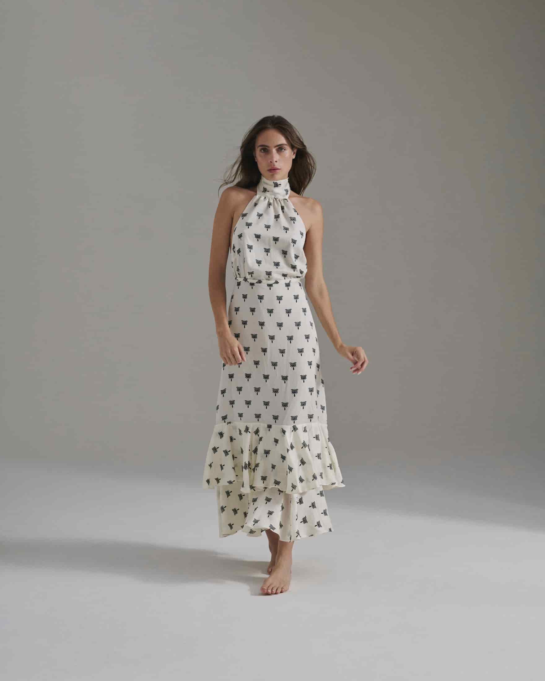 Magdalena Martellato Silk Blouse / Ivory - Black Polka Palms - miniatura 1