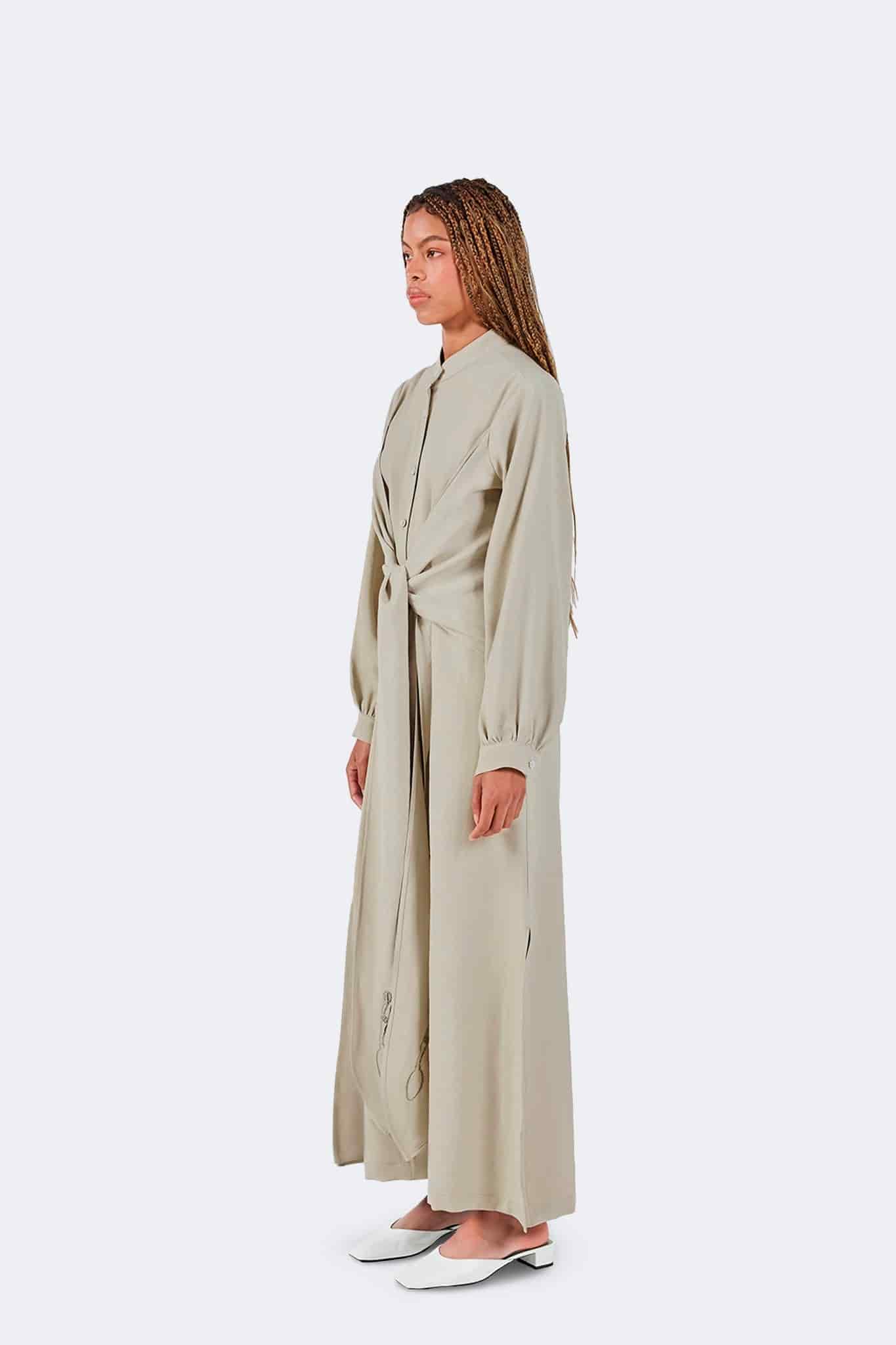 Vestido Zigze Anudado - Musgo - miniatura 3