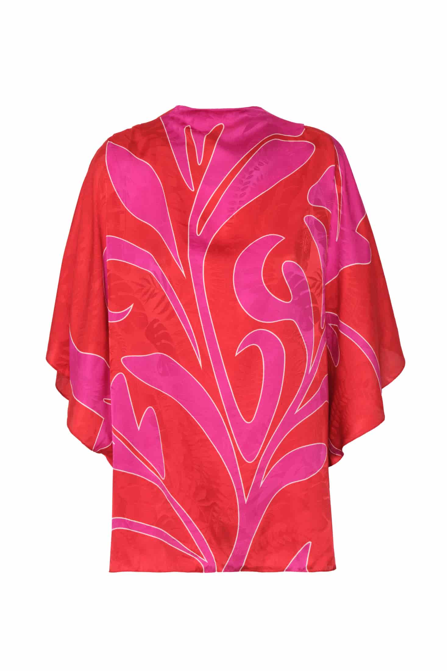 Manzanares Silk Jacquard Blouse / Red & Fuchsia Maxi Buganvilias - miniatura 2