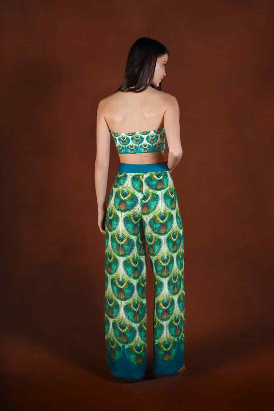 Women's Iridis linen trousers green - miniatura 3