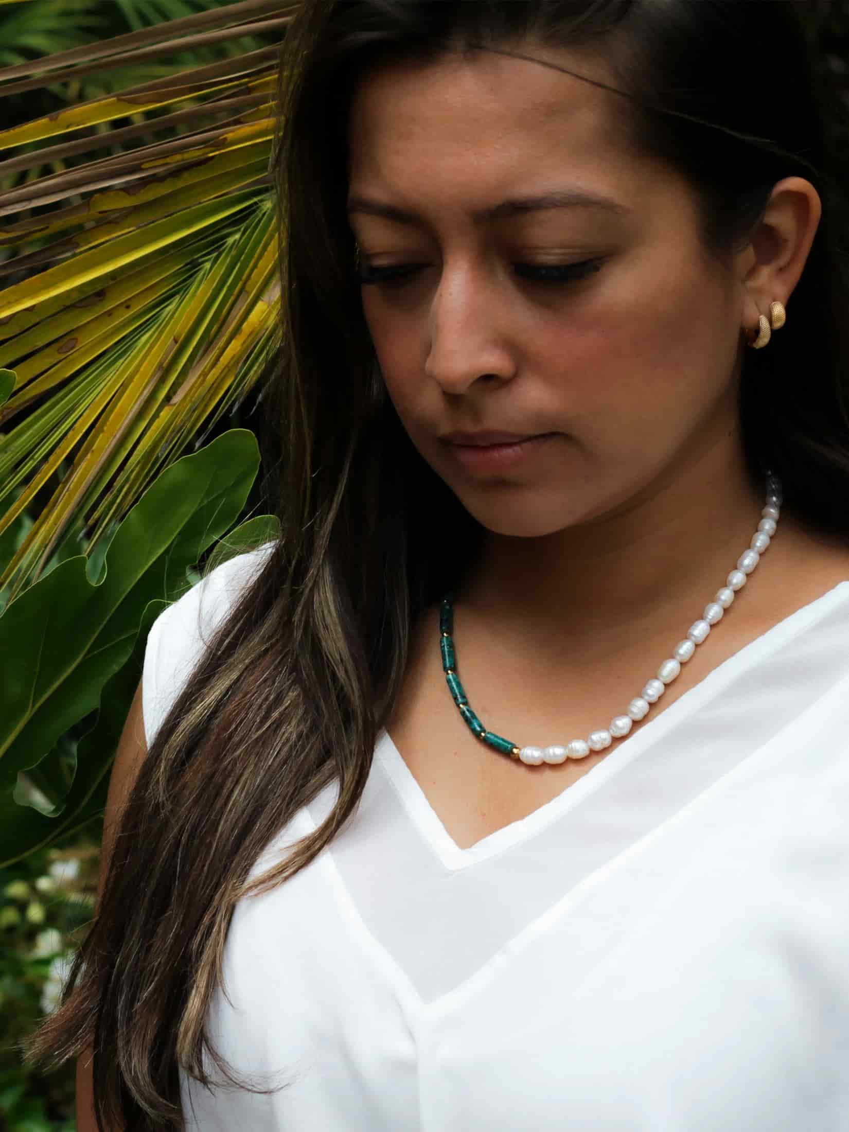 Collar Perla de Rio y Turquesa Africana - miniatura 3