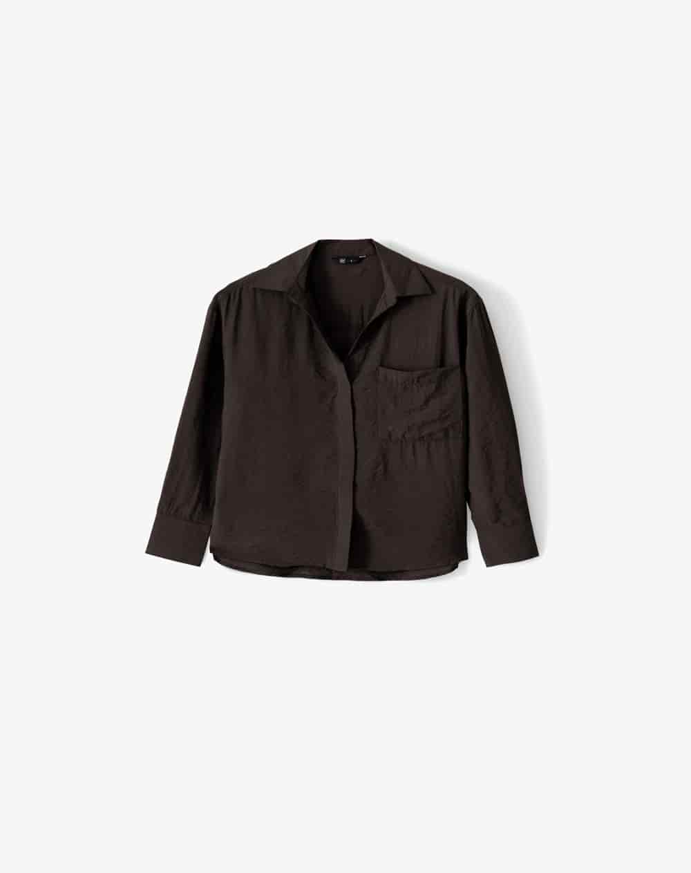 Camisa regular manga larga chocolate mujer - miniatura 6