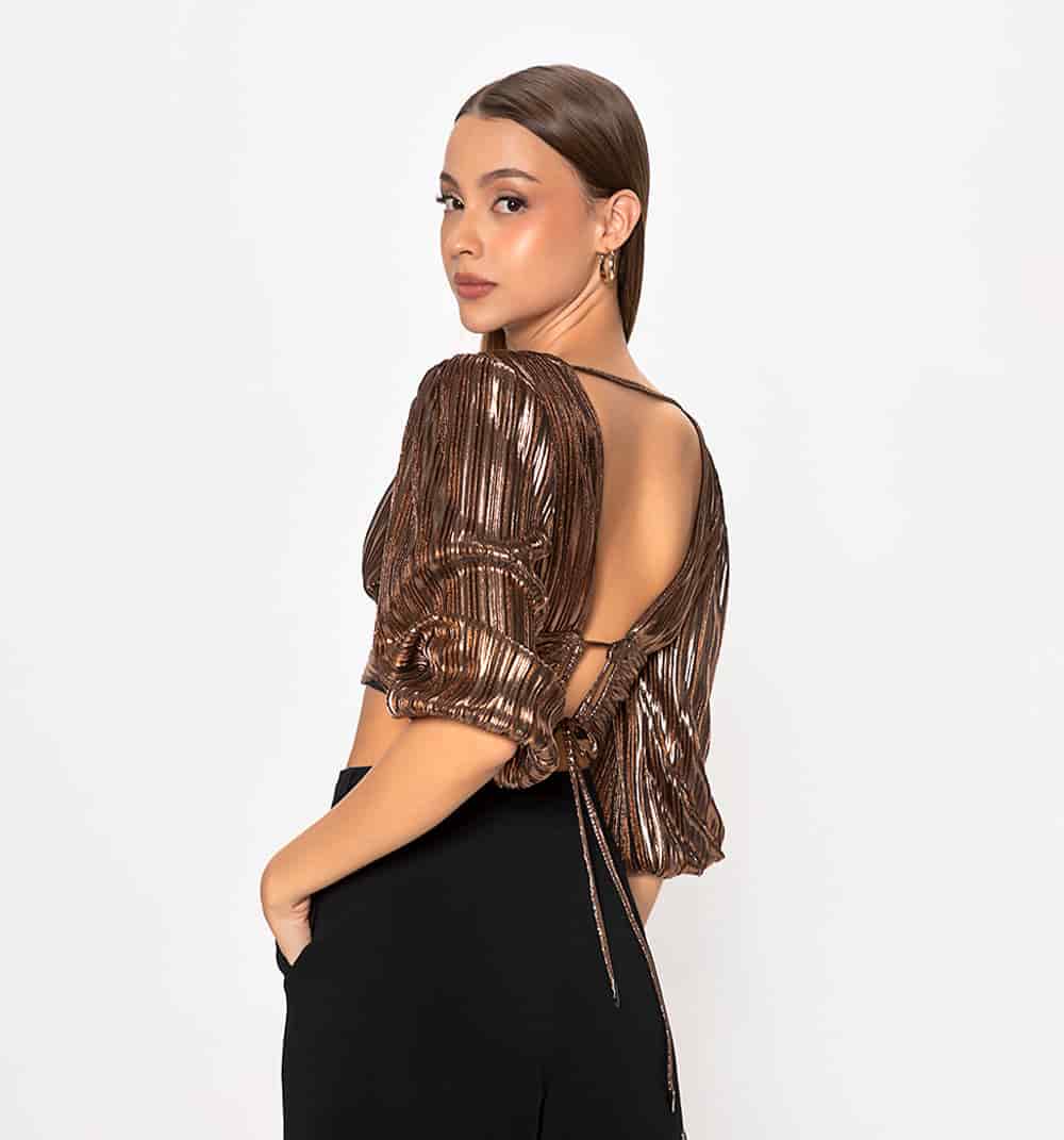 Blusa manga 3/4 con  cruce de tiras en p - miniatura 9