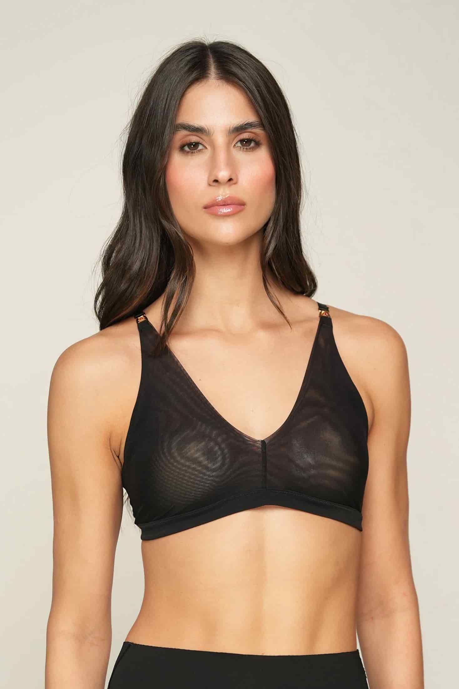 BRALETTE ELLIPSE EN TUL INVISIBLE ULTRA COMODO ALMA LIMPIA NEGRO - miniatura 1