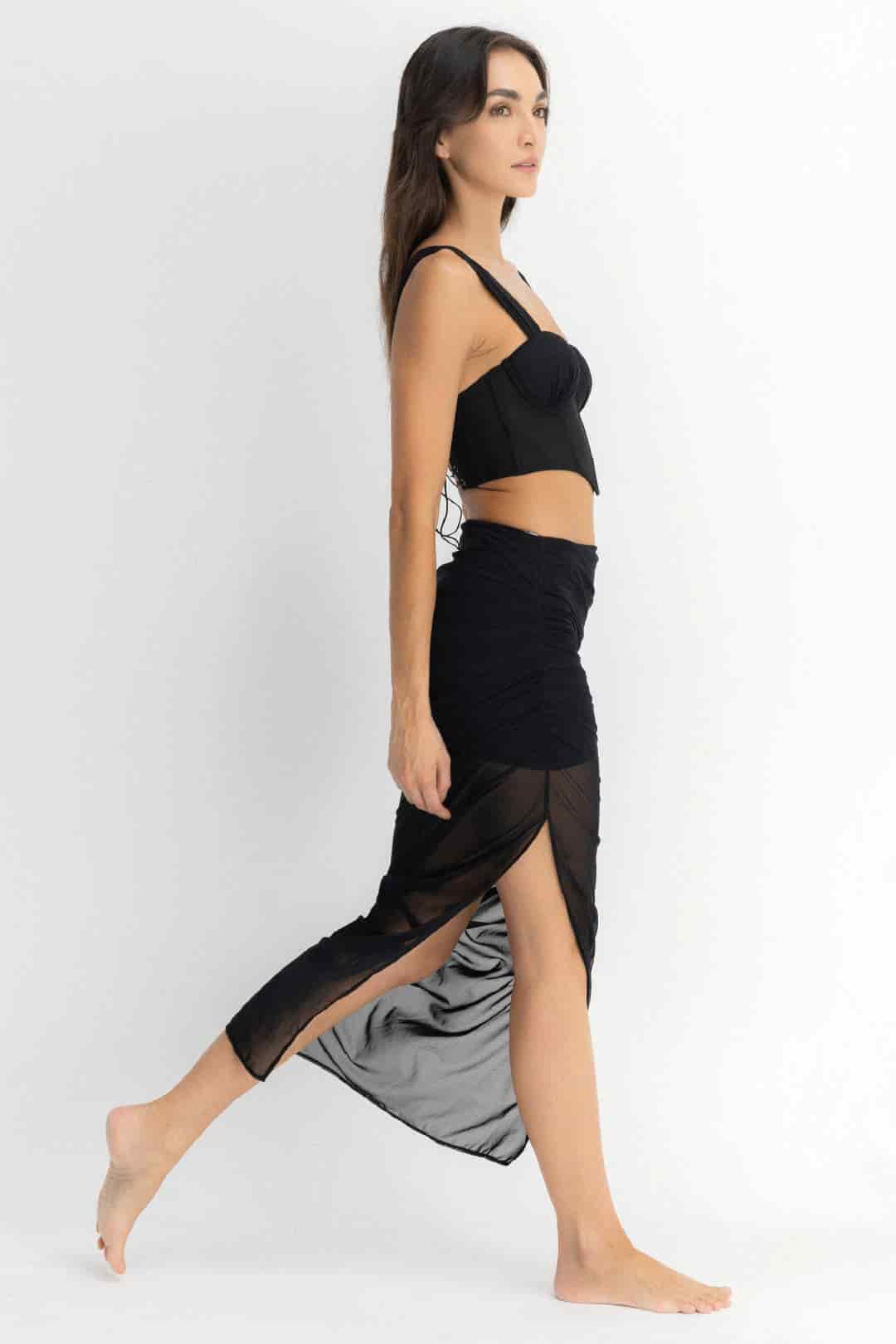 SET CROP TOP, FALDA & PANTY AISA NEGRO - miniatura 7