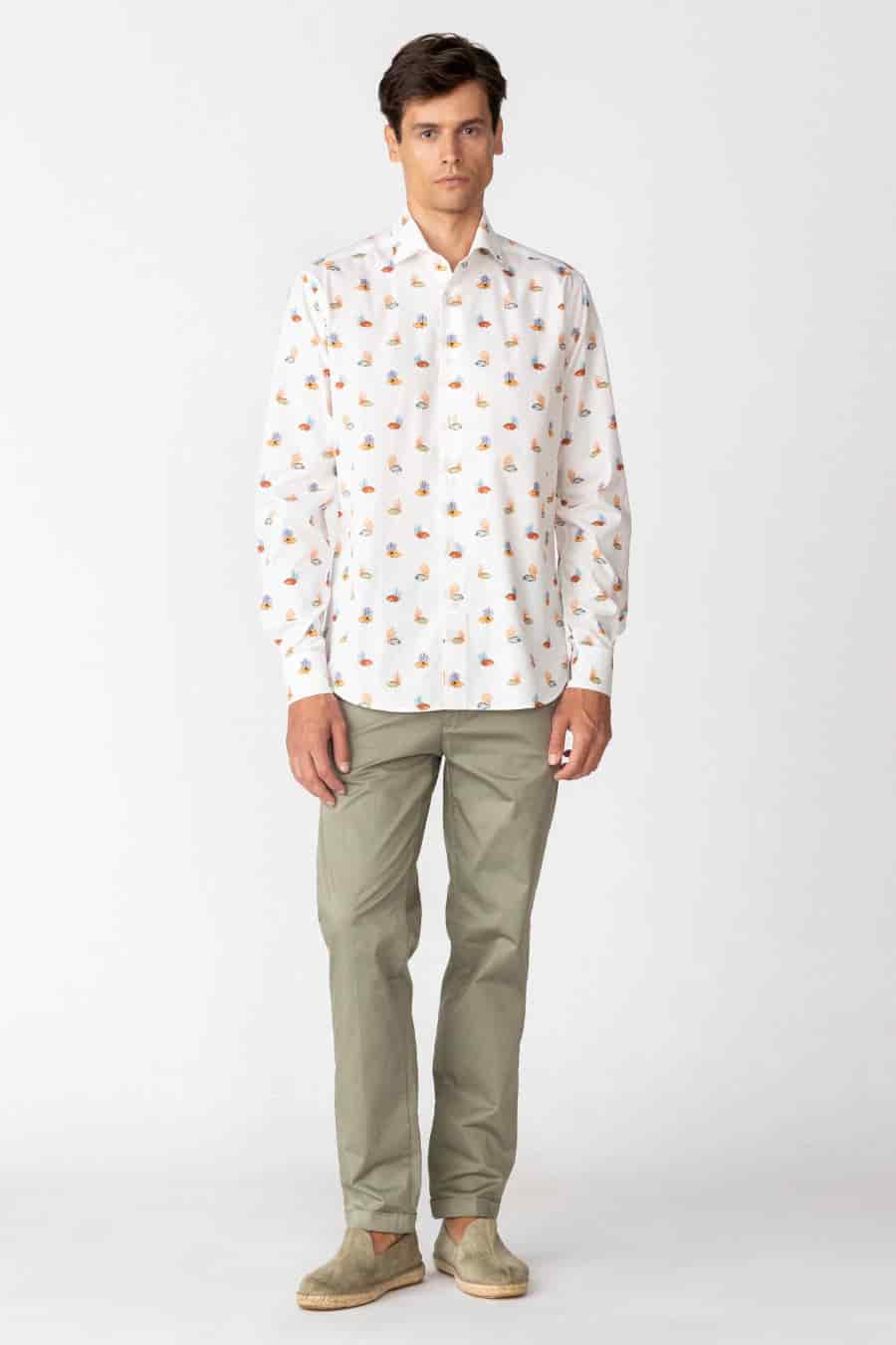 Men's cotton shirt white vanicoro - miniatura 1