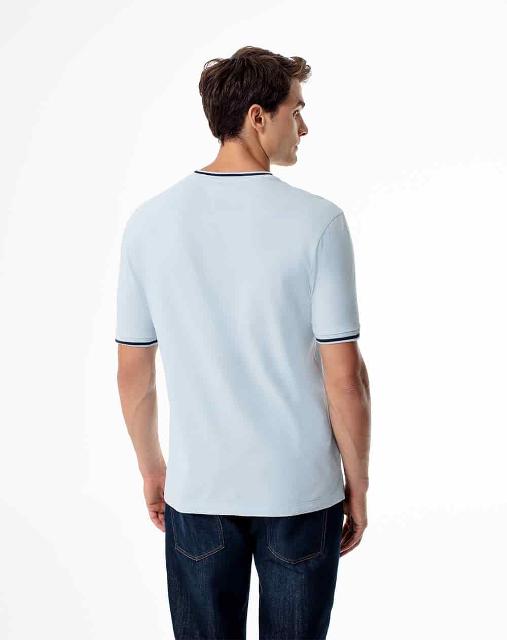 Camiseta regular algodón jersey azul hombre - miniatura 2