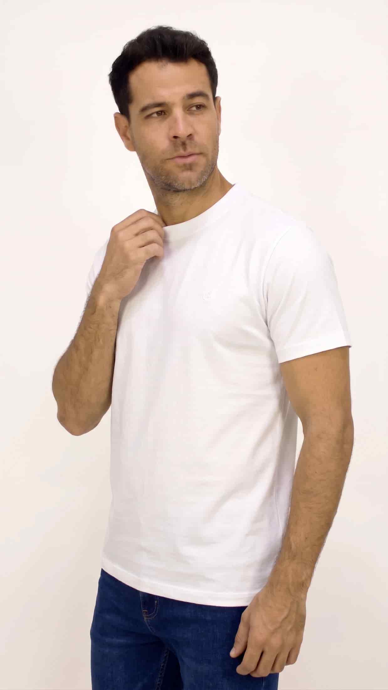 CAMISETA BÁSICA PESADA CUELLO REDONDO BLANCA PARA HOMBRE - miniatura 3