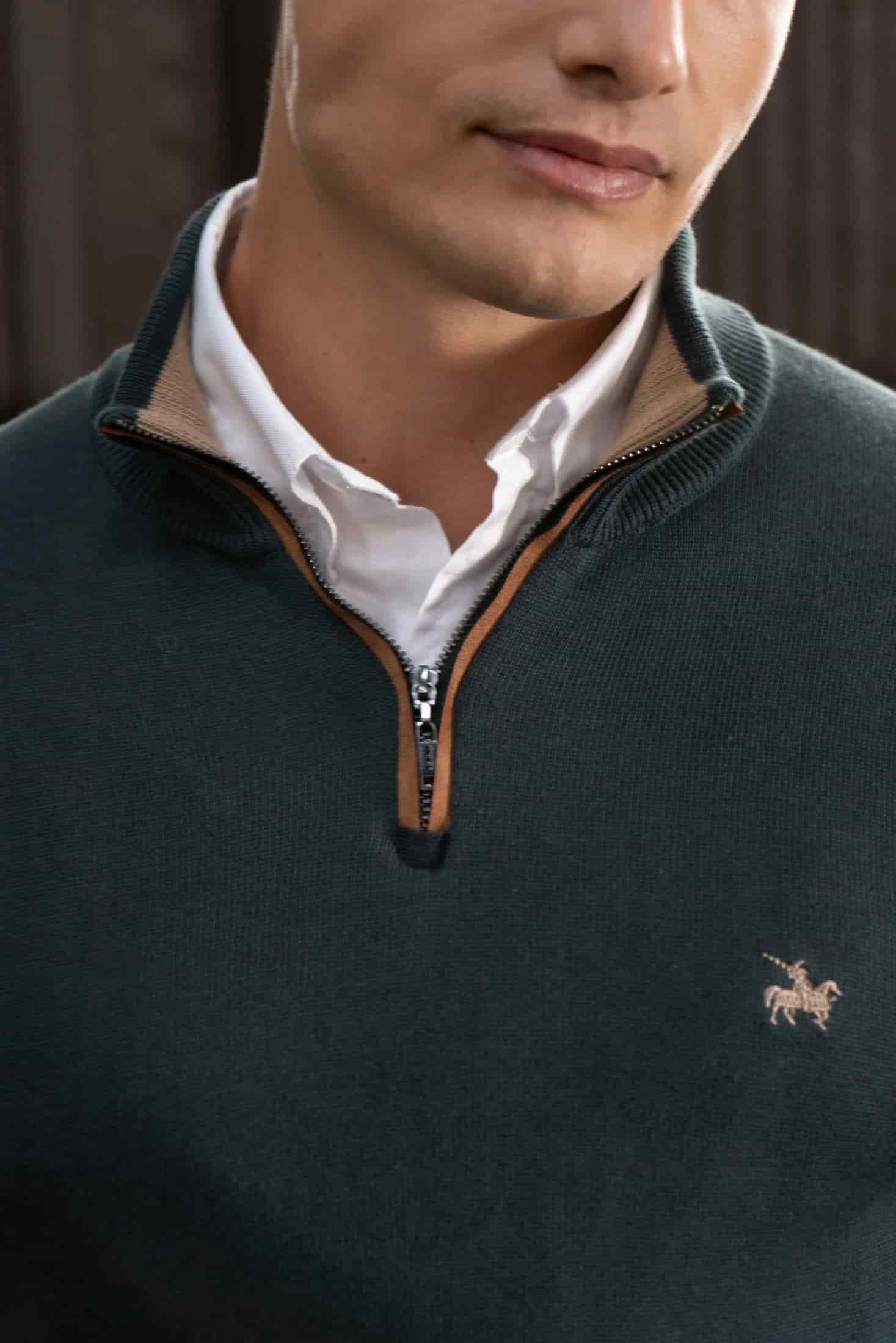 Suéter Halfzip Legacy Hombre Verde - miniatura 2