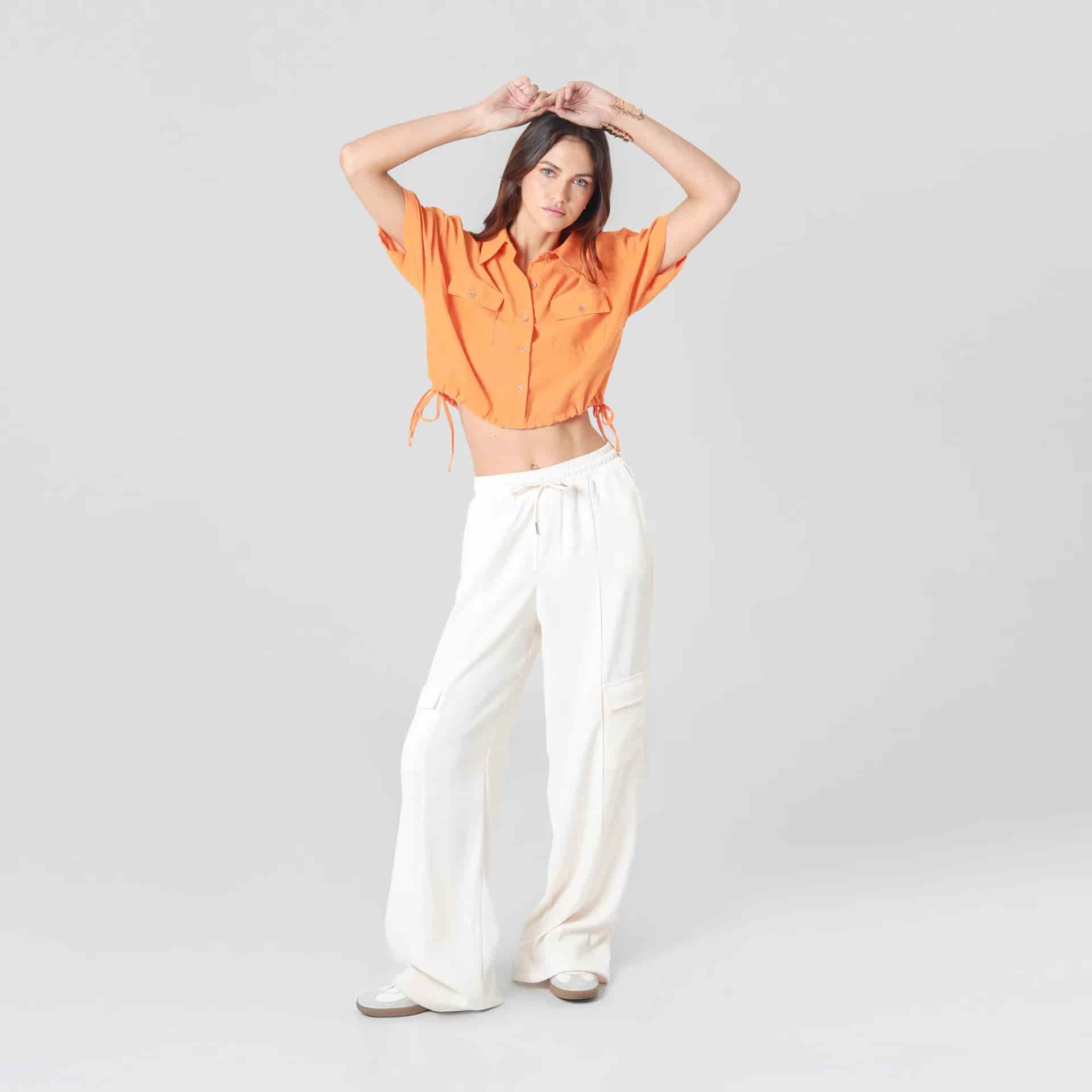 Blusa Cuello Camisero Manga Corta - miniatura 7