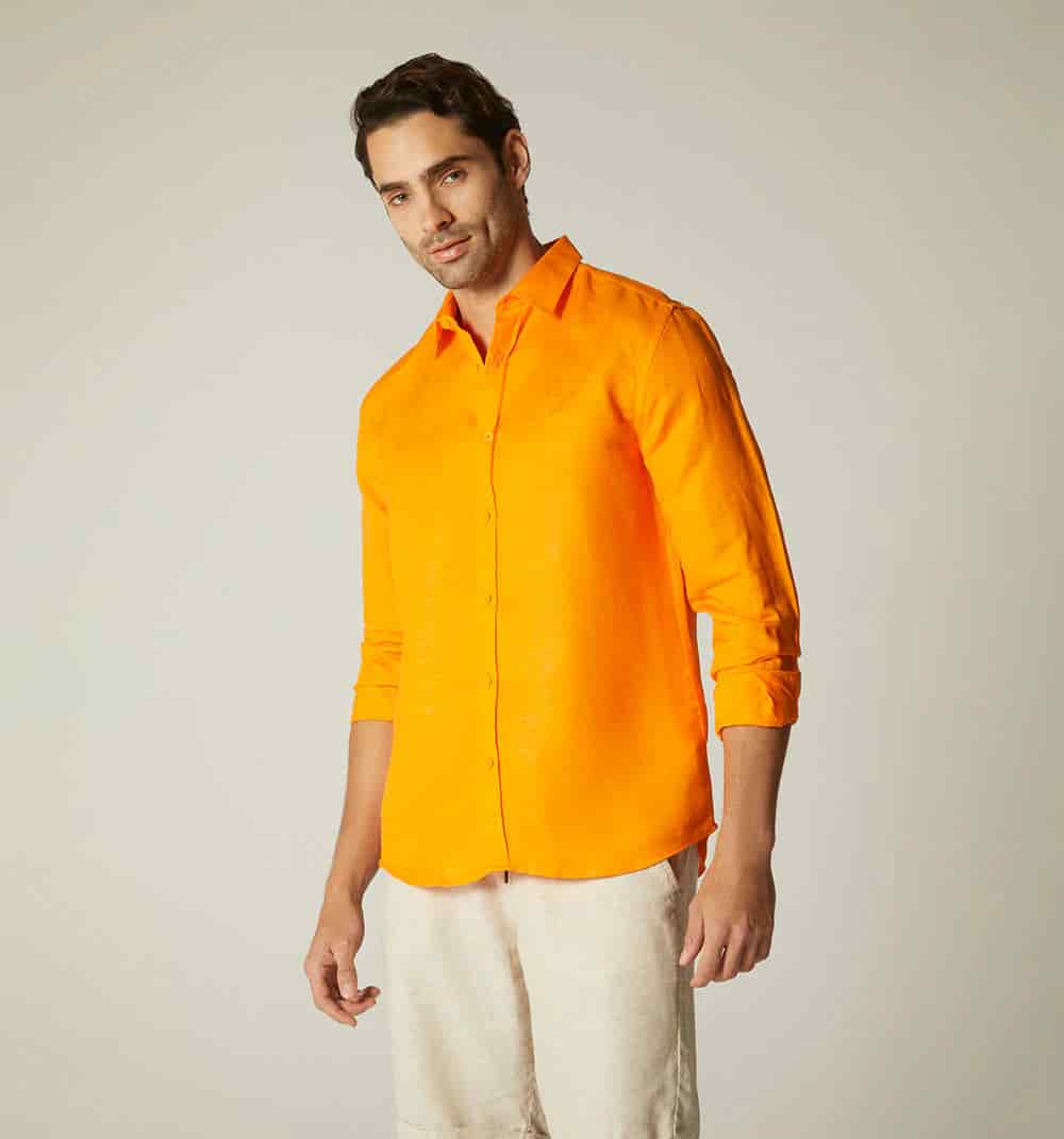 Camisa en lino para hombre manga larga - miniatura 2