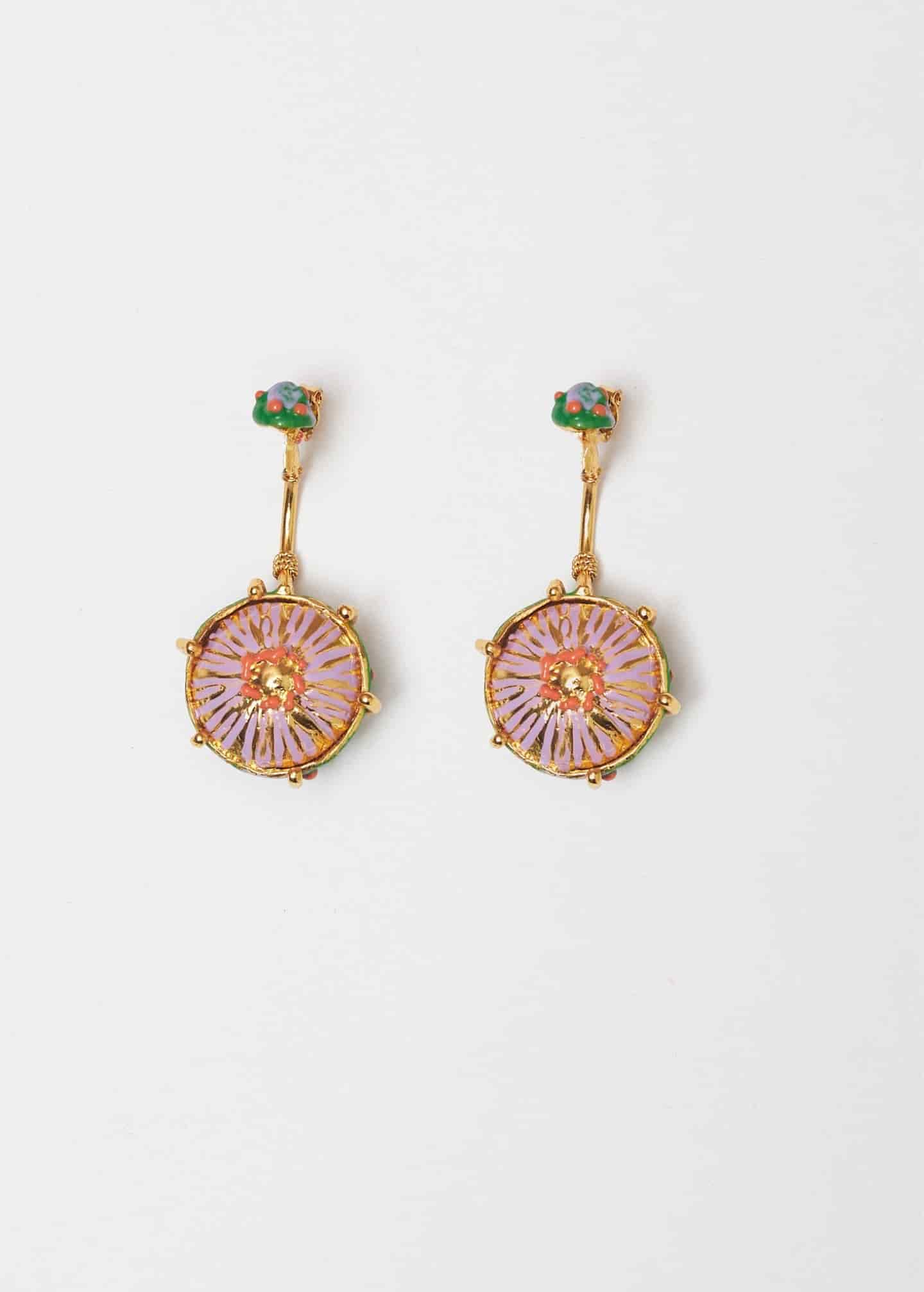 Aretes maxi sombrerito verde lila - miniatura 5