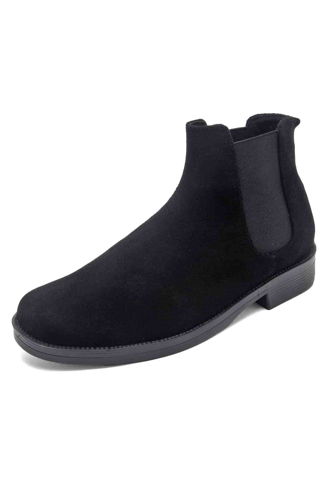 Botines chelsea negros en gamuza. - miniatura 2