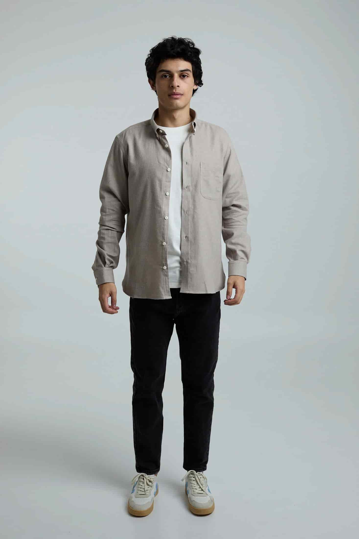 Camisa twill beige - miniatura 5