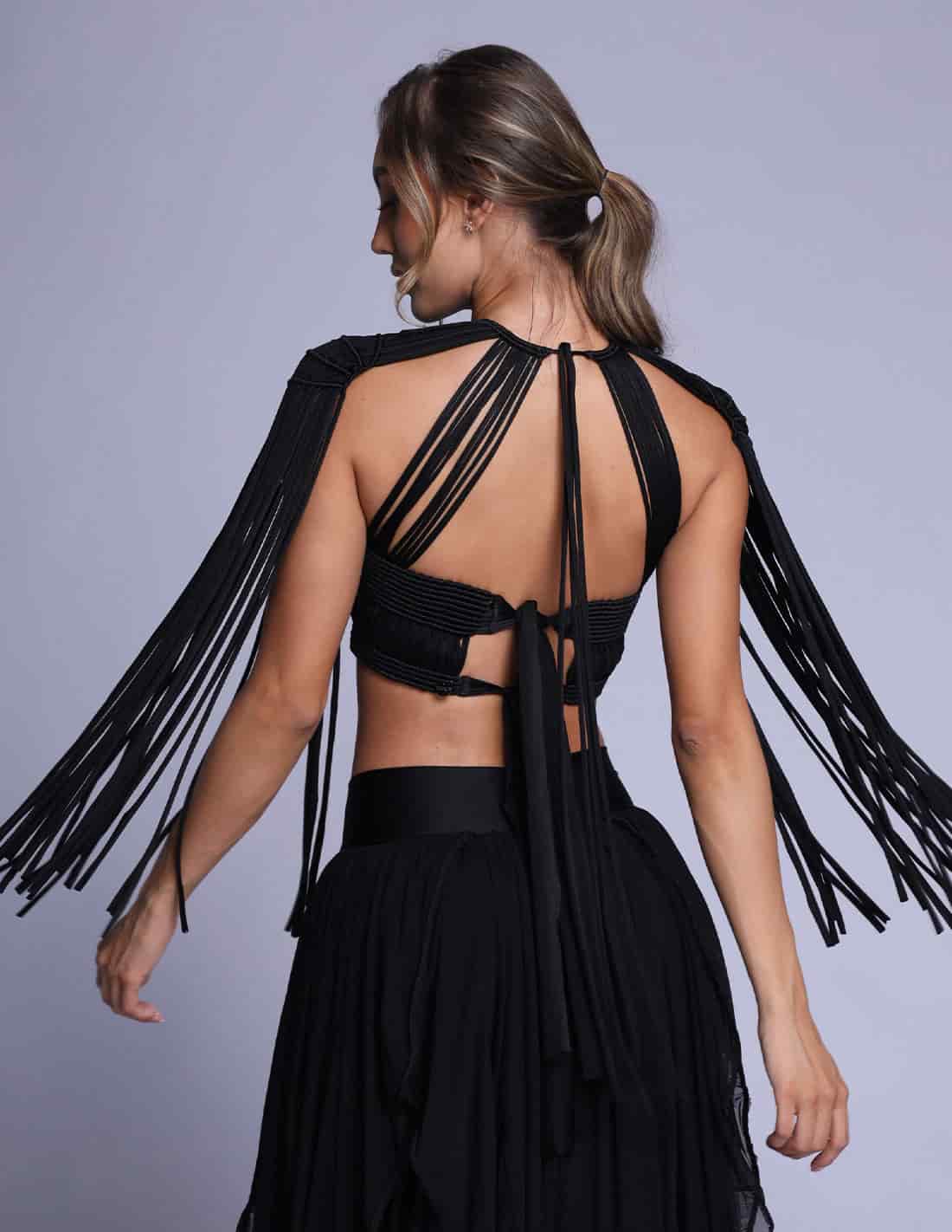 Crop Top Guerrera Negro - miniatura 2