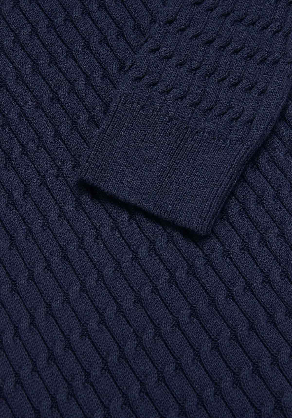 Saco Trenzado Half Zip Algodón Azul Oscuro - miniatura 3