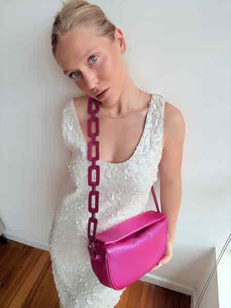 Mimi Moon bag correa Ovalos Fucsia metalizado - miniatura 3