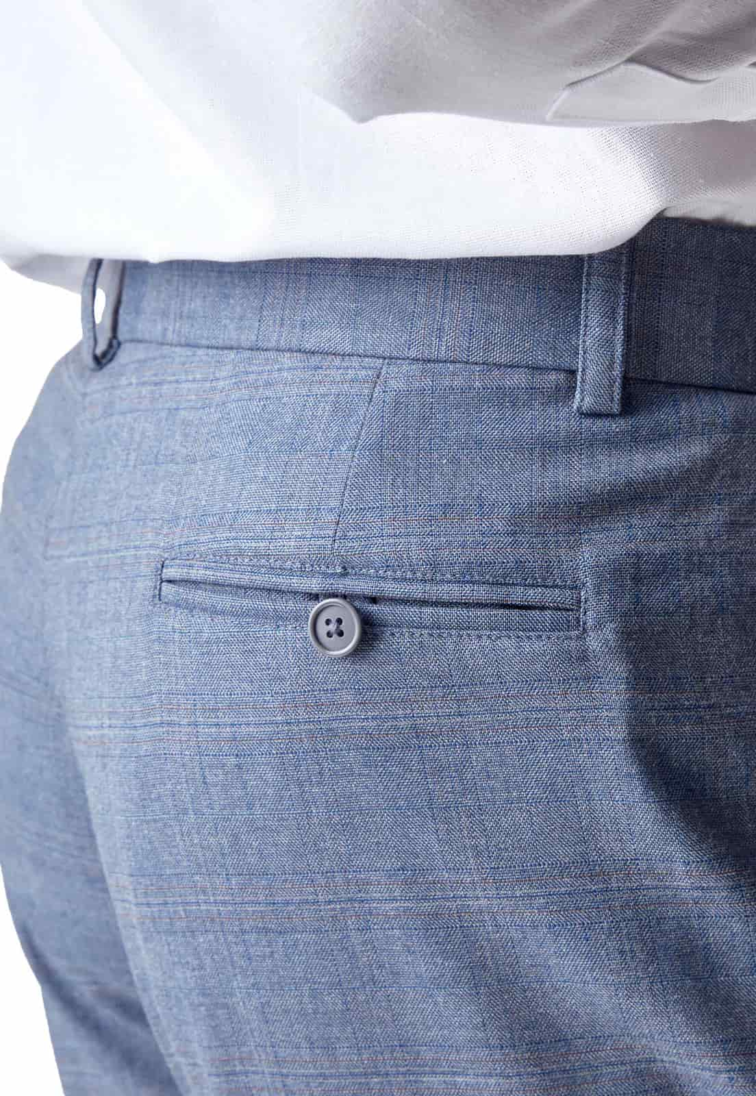 Pantalón azul formal a cuadros - miniatura 5
