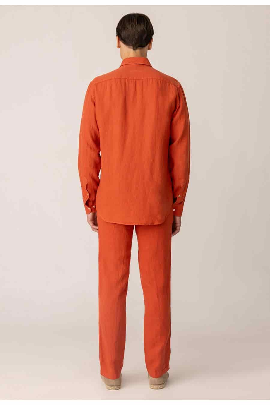 Men's linen shirt brick - miniatura 2