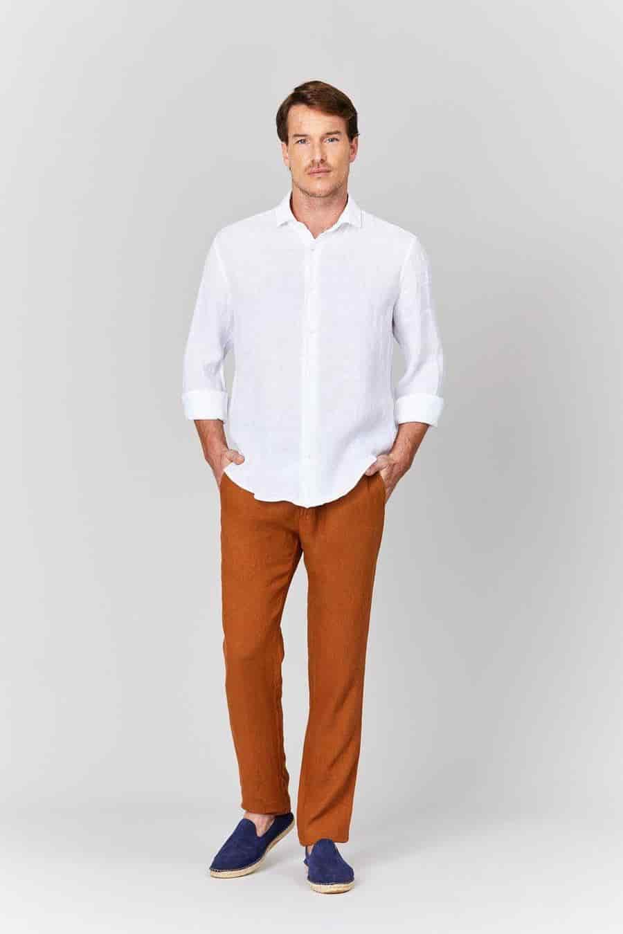 men’s linen shirt white - miniatura 2