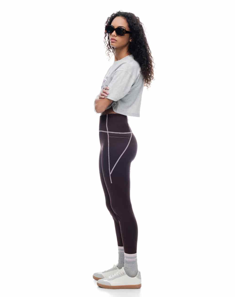 Legging tiro alto vino tinto mujer - miniatura 4