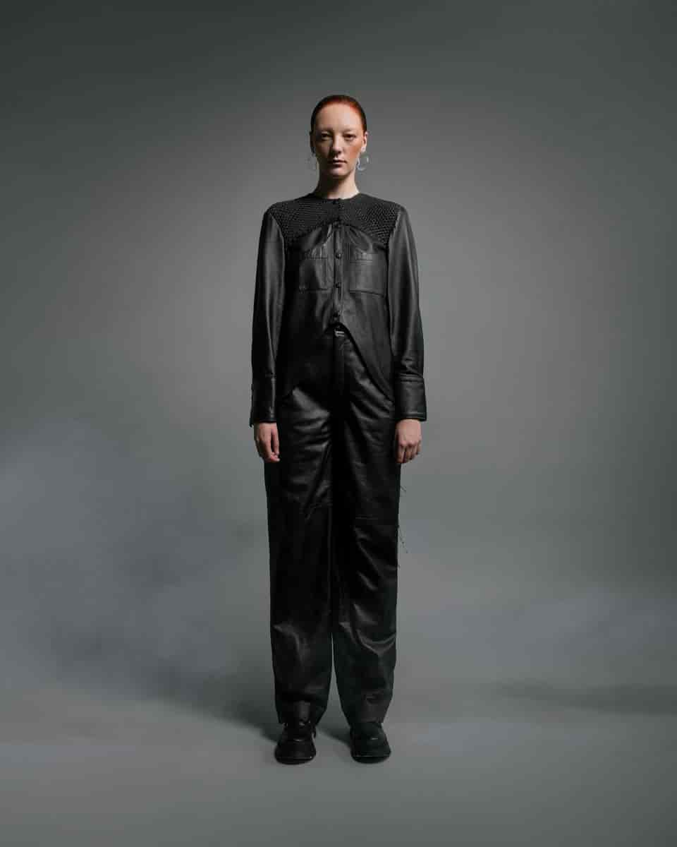 LEATHER BAGGY TROUSERS - miniatura 2