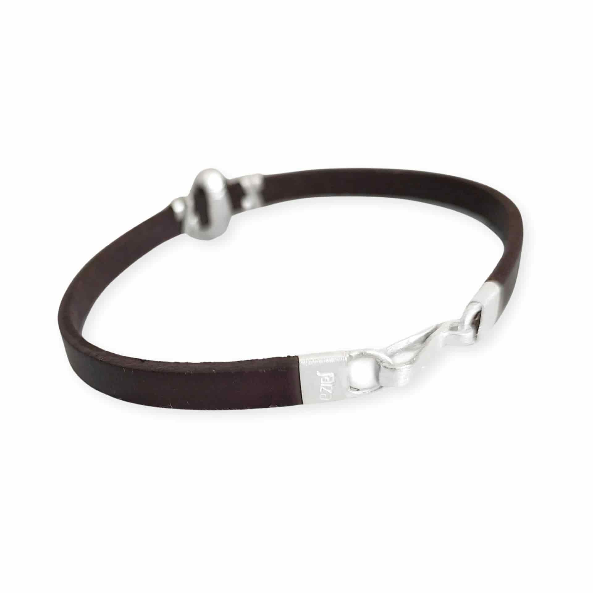 Pulsera Café Gesha en plata envejecida con cuero plano - miniatura 2