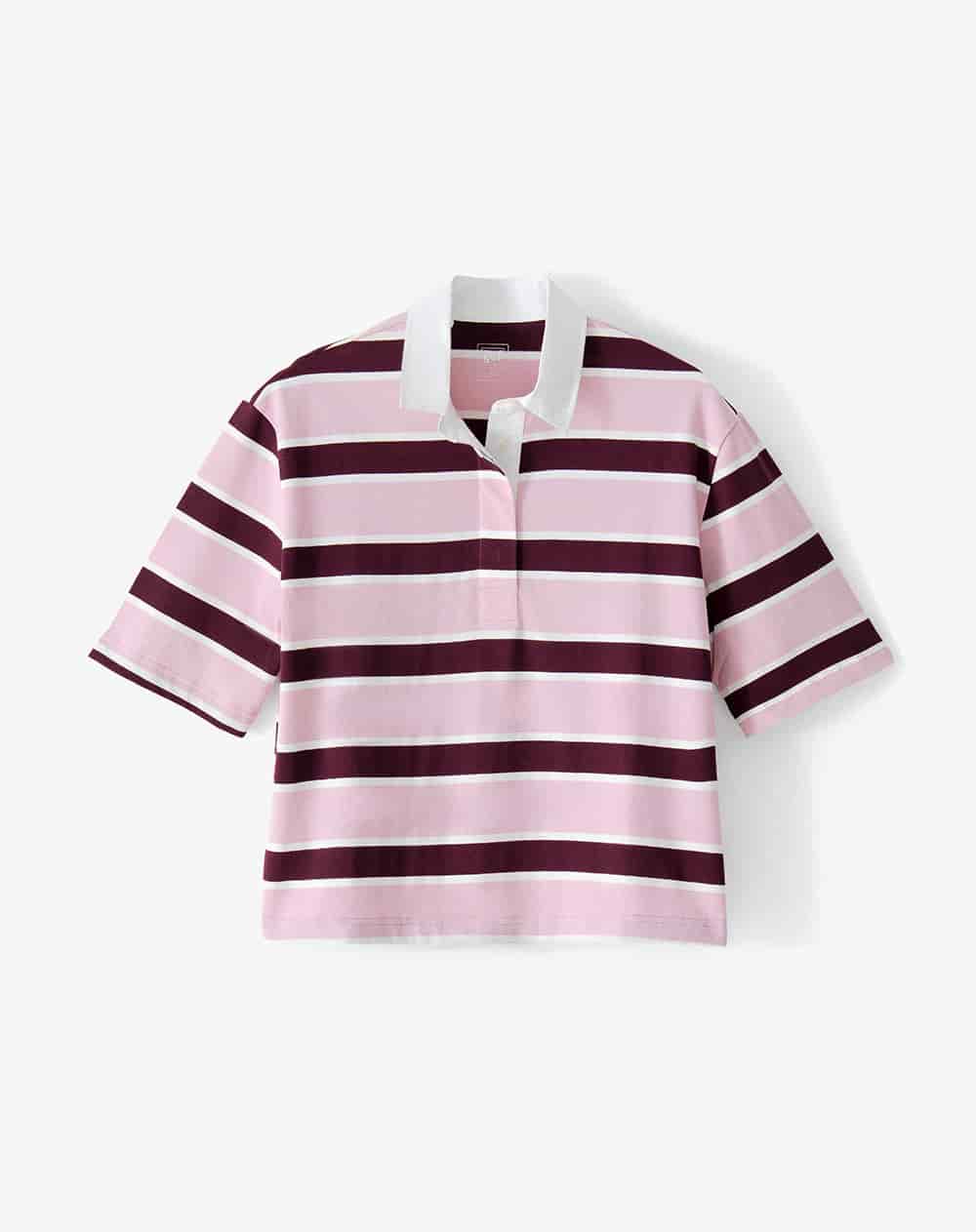 Polo manga corta oversize algodón rayas mujer - miniatura 6
