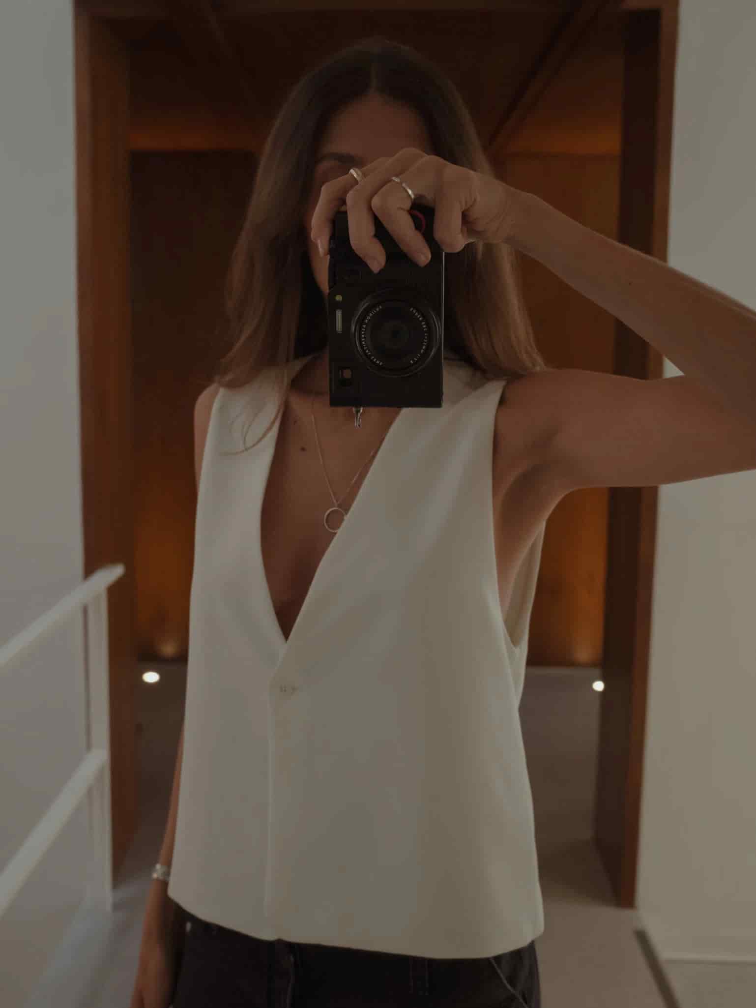 ONE BUTTON LONG VEST - SOFT WHITE - miniatura 1