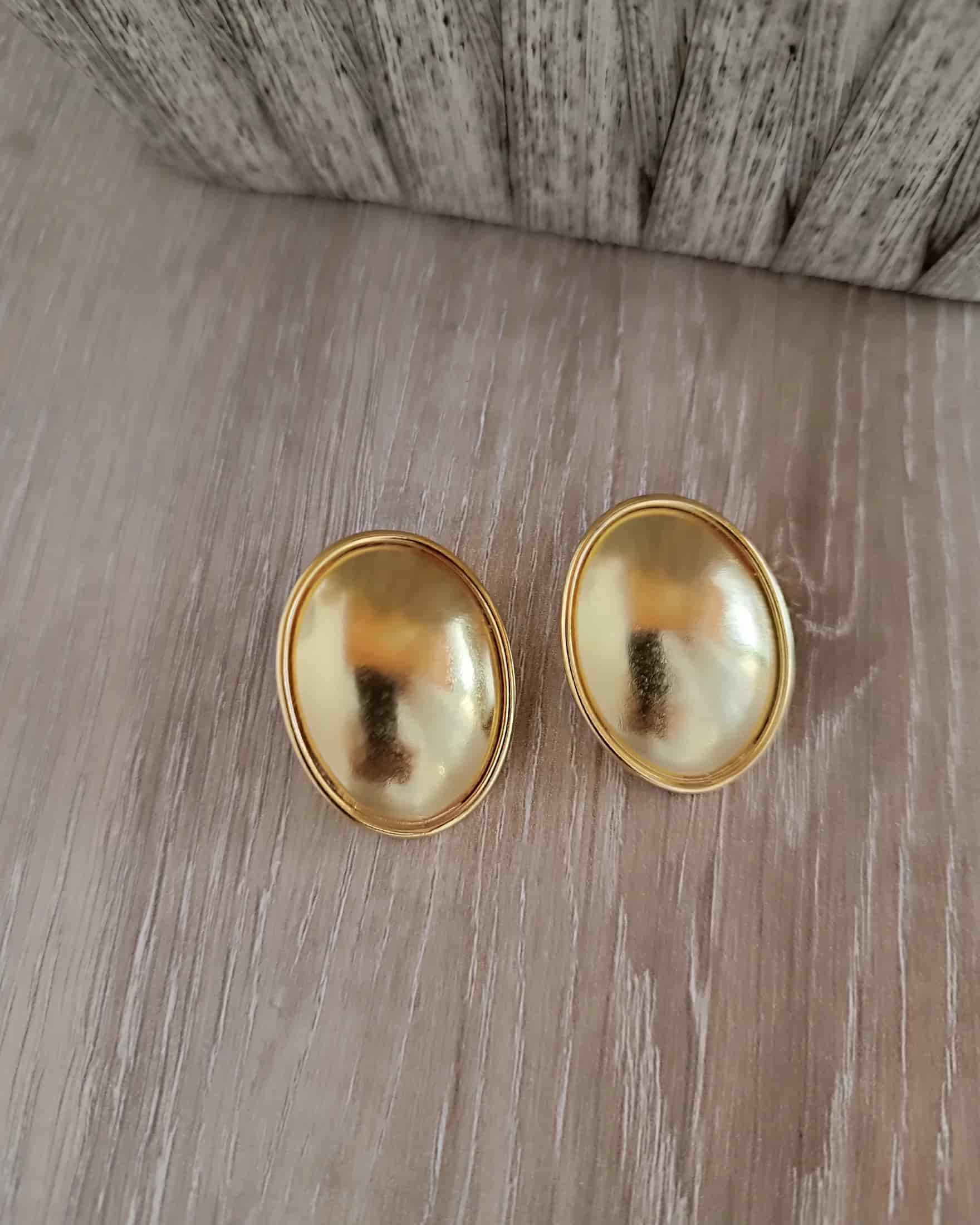 Aretes Topos ovalados doble hilo medianos Dorado Mate - miniatura 5