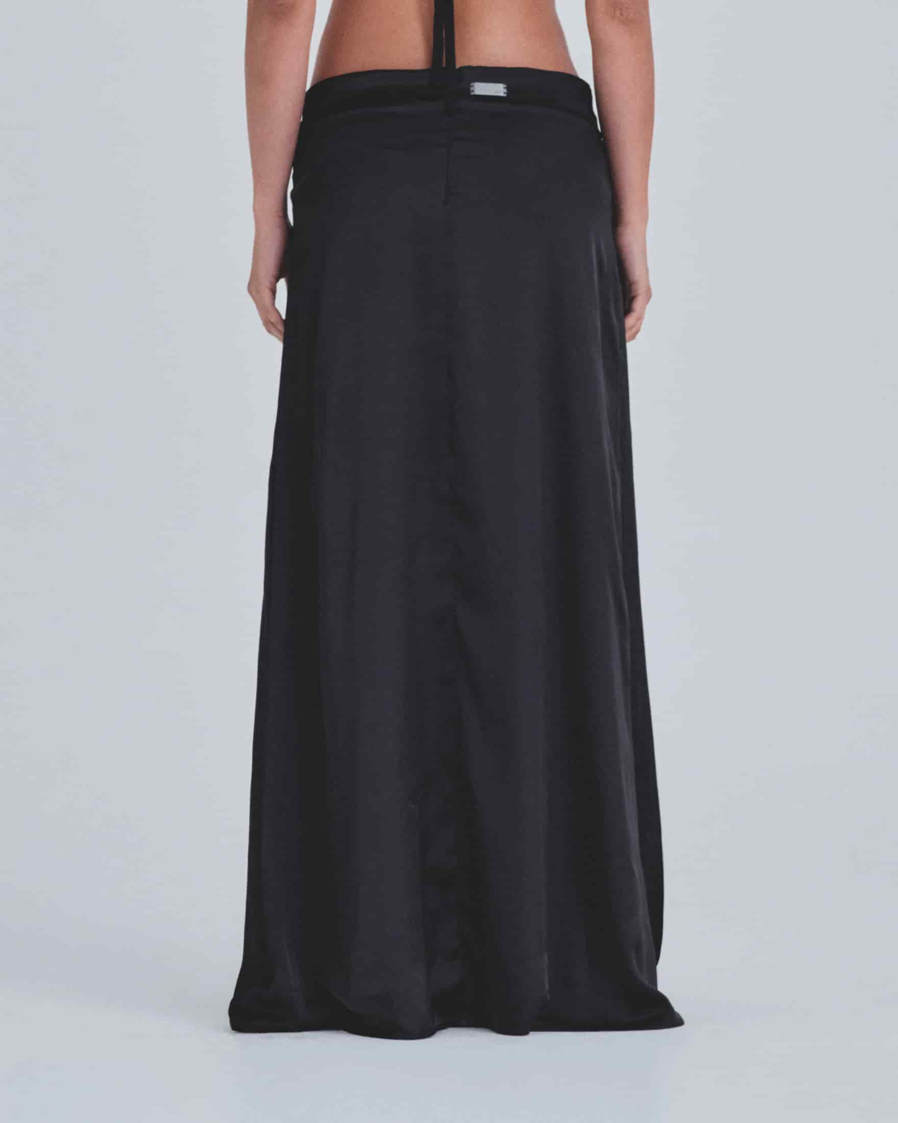 Basics Silk Long Skirt Black - miniatura 7