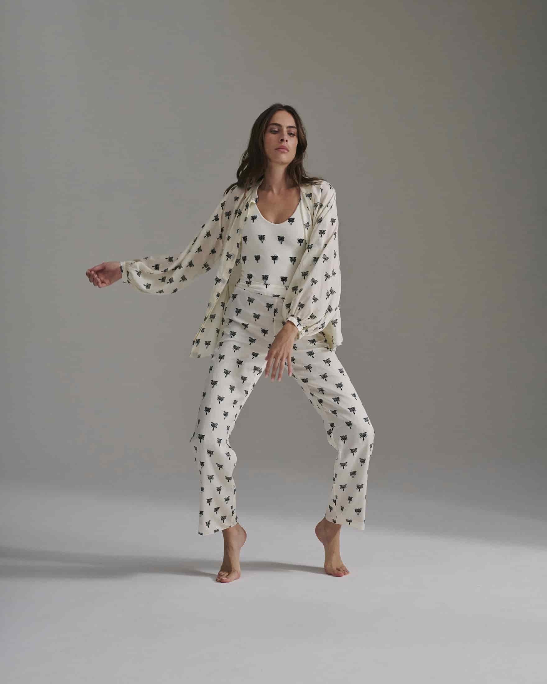 Don Simon Martellato Silk Shirt / Ivory - Black Polka Palms - miniatura 4