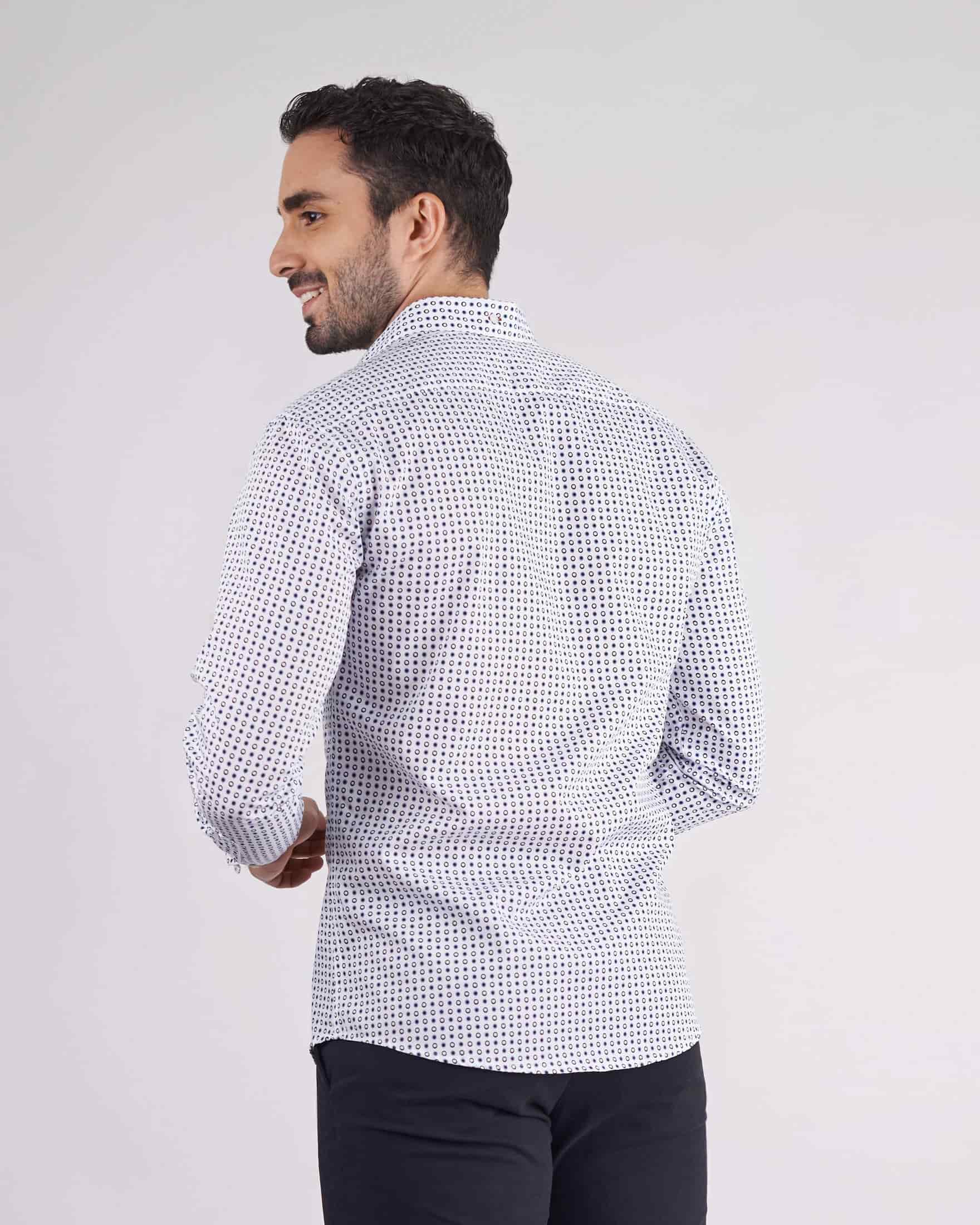 Camisa manga larga slim fit con miniprints - miniatura 2