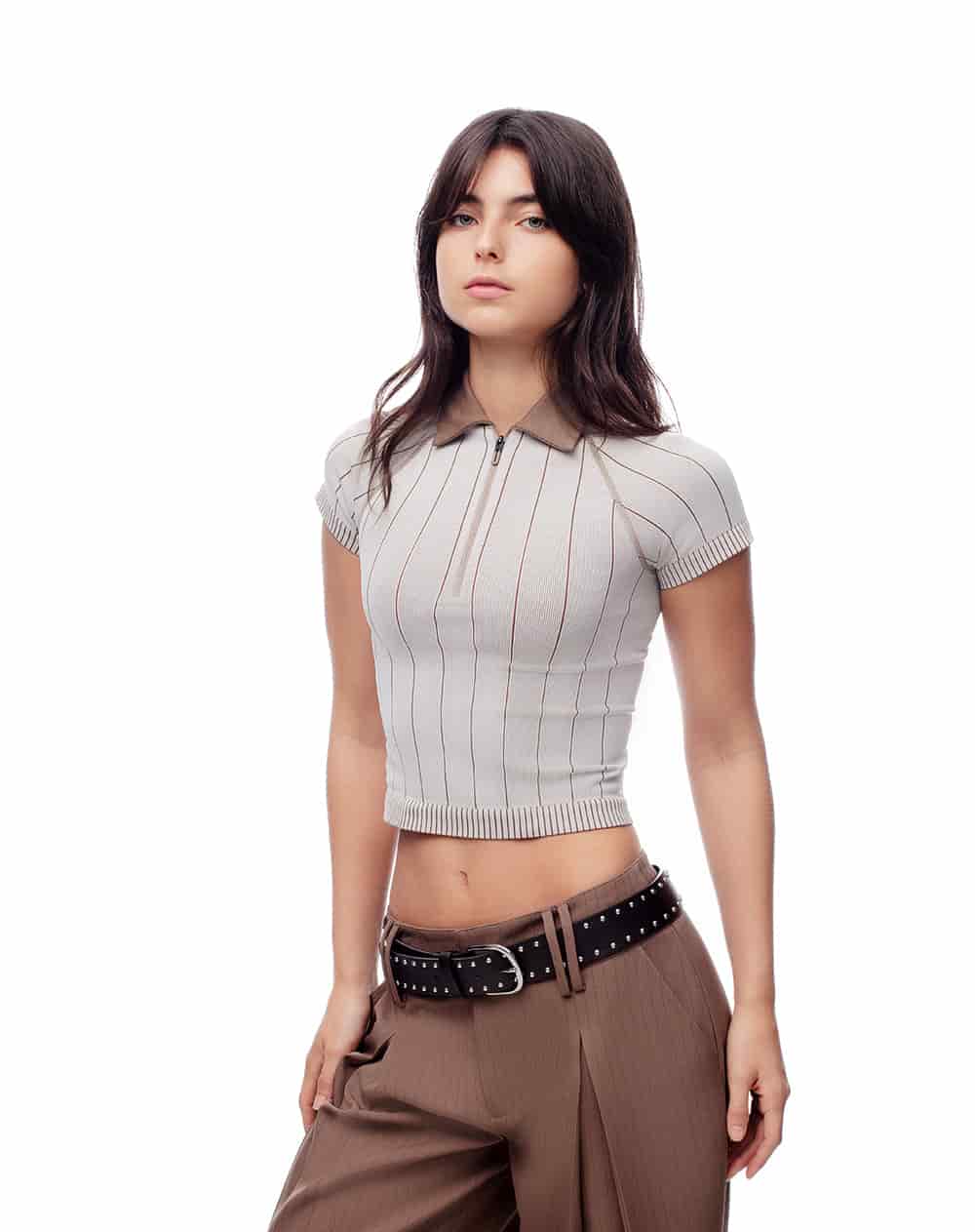 Polo slim seamless rayas mujer - miniatura 1