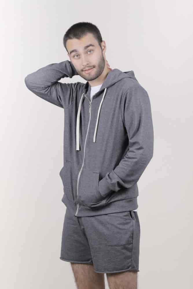 HOODIE DE CREMALLERA GRIS UNISEX - miniatura 3