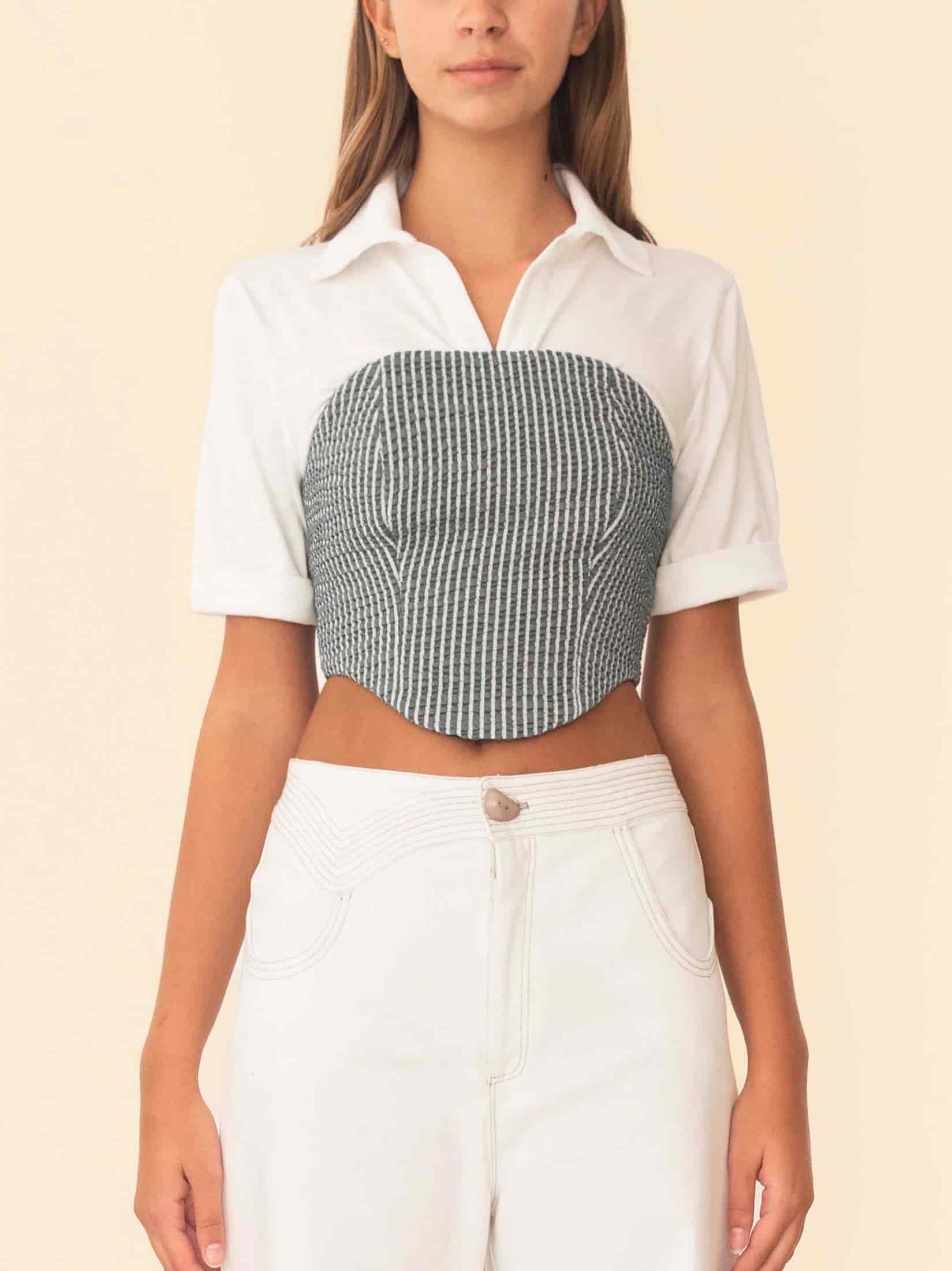 SEFINA TOP GREEN STRIPES - miniatura 1