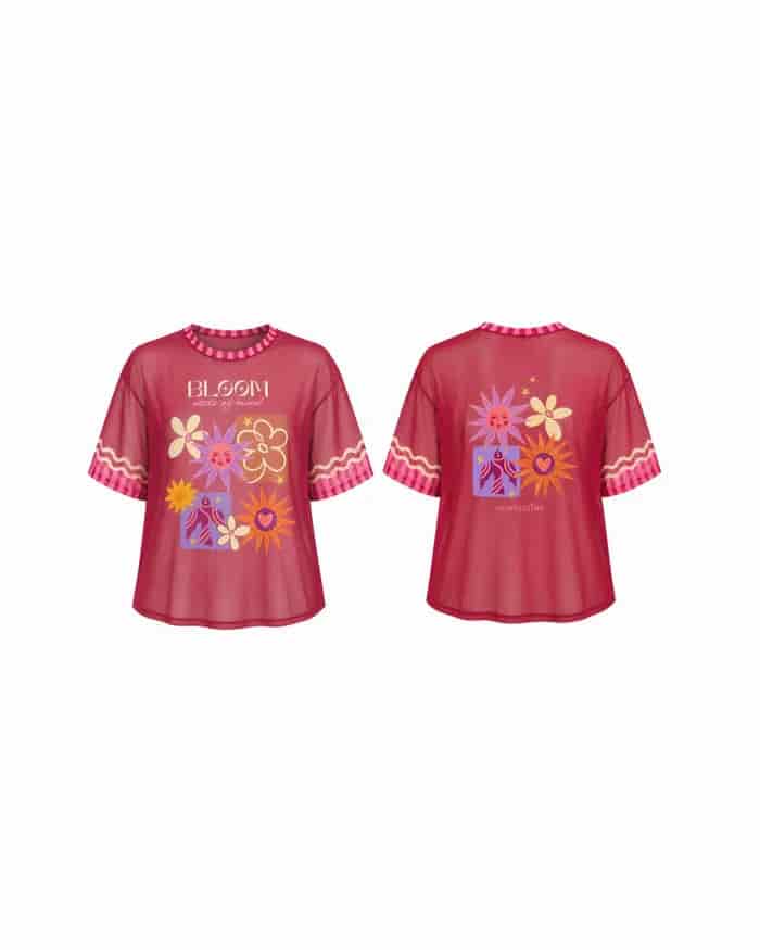 Bloom Mesh Shirt Vino Tinto - miniatura 3