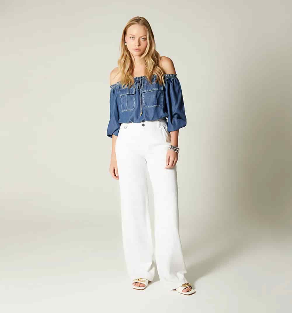 Blusa escote bandeja con bolsillos - miniatura 5