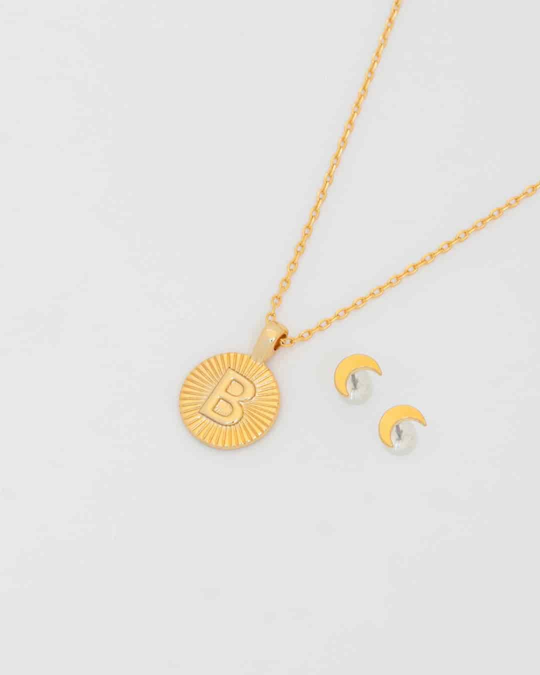 Collar Letra Destellos + Aretes - miniatura 1