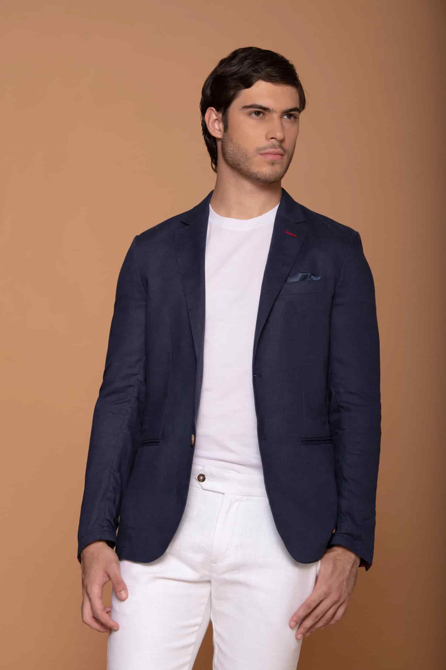 Blazer Vento Lino Azul Navy - miniatura 3