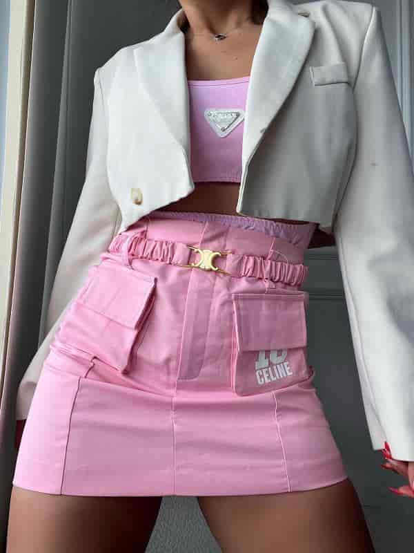 FALDA CELINE ROSITA CON CINTURON - miniatura 1