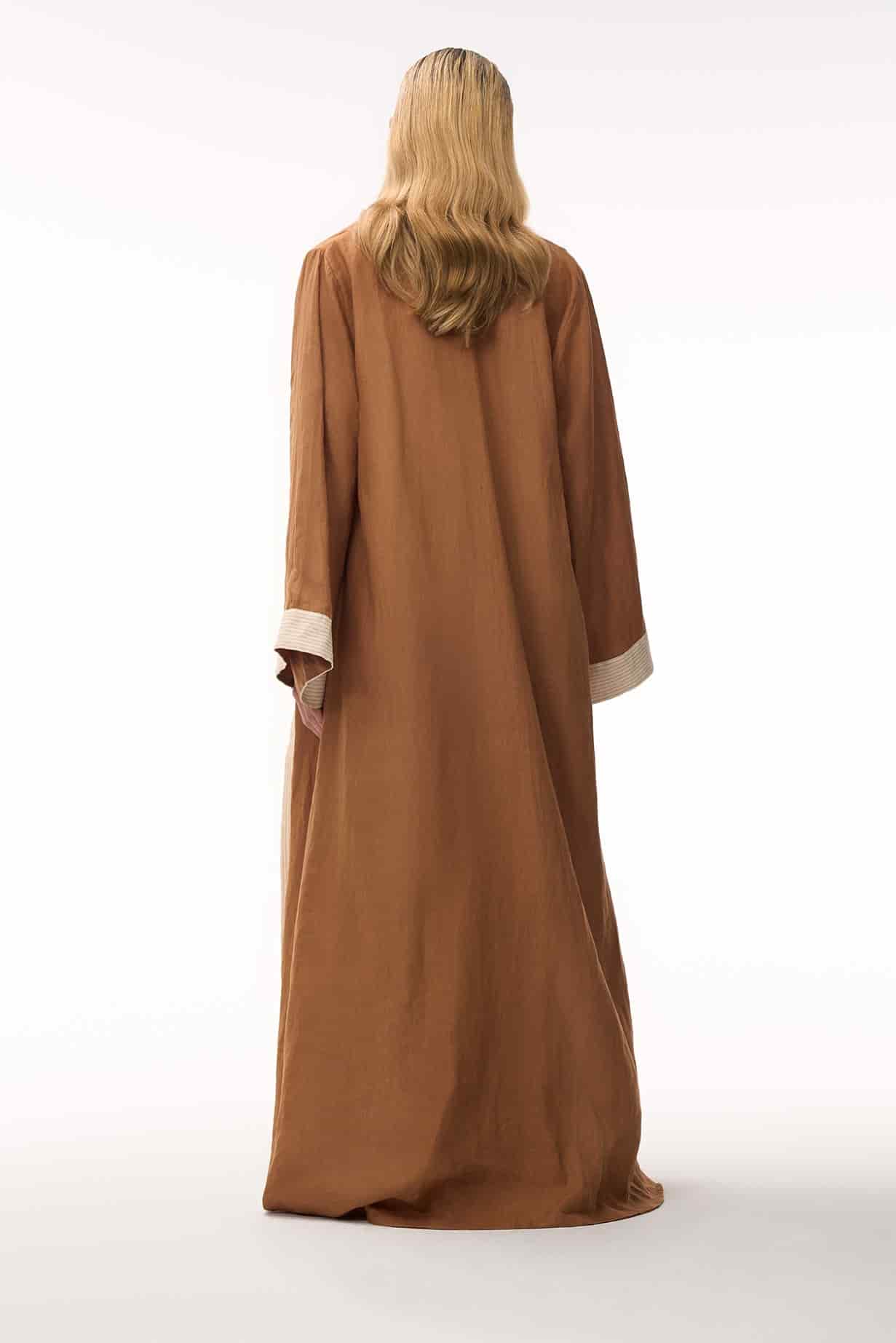 Rafaela Linen Kaftan / Brown & Ivory - miniatura 6