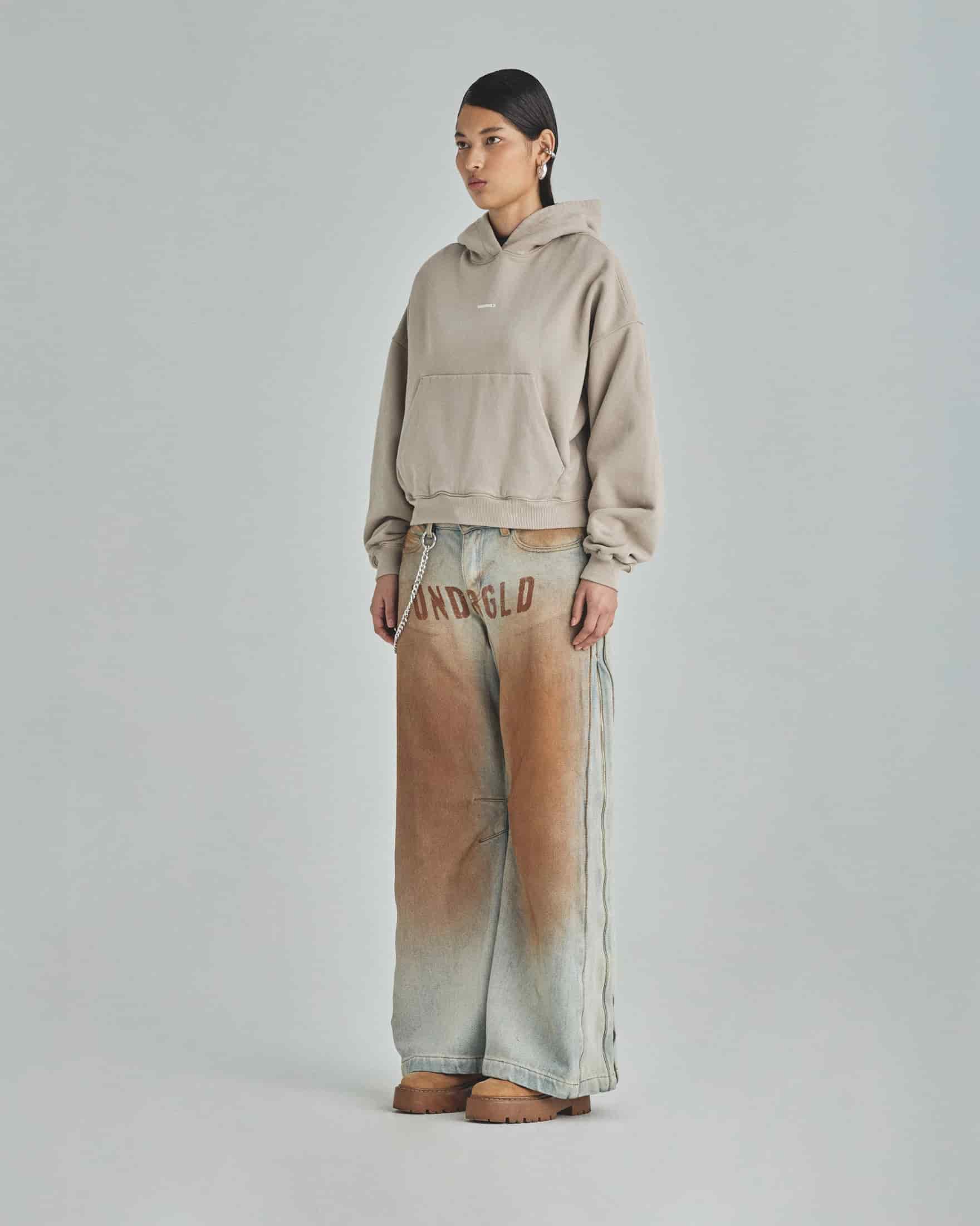 W Basics Undergold Boxy Fit Hoodie Cream - miniatura 5
