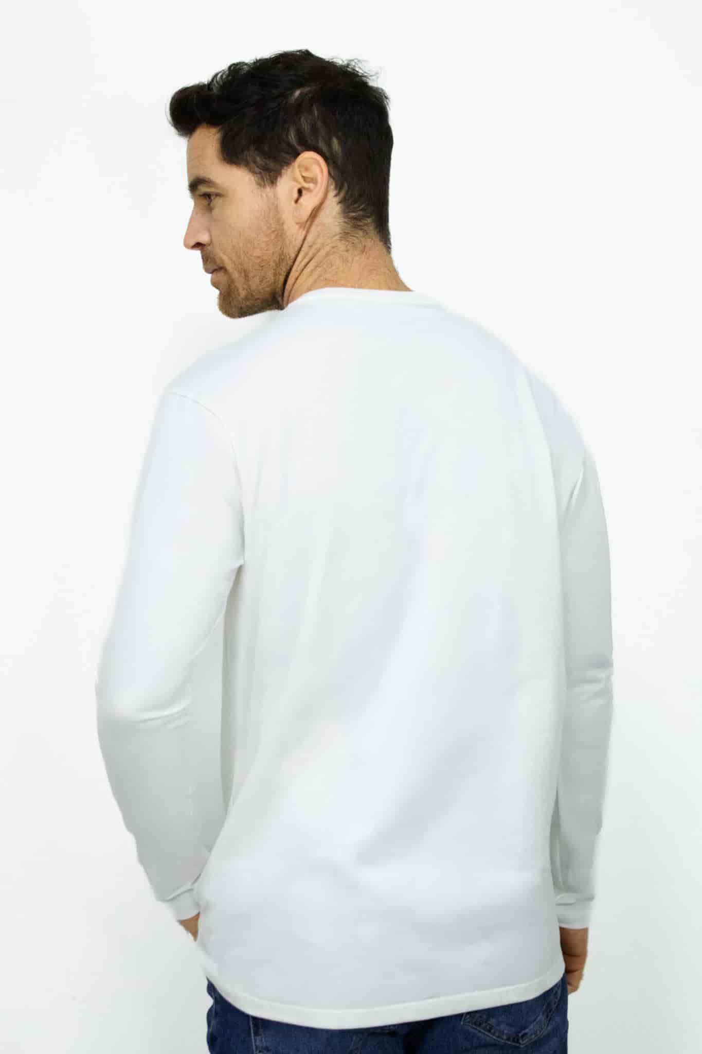 Camibuso Blanco Cuello Henley Manga Larga para Hombre - miniatura 3