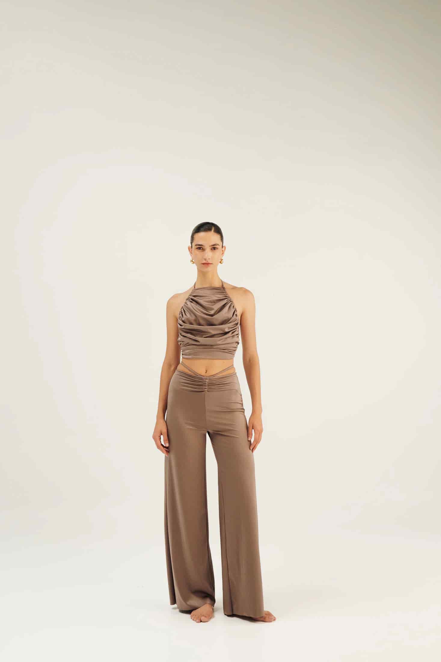TOP MAR DE LEVA - SILK TIE TAUPE - miniatura 1