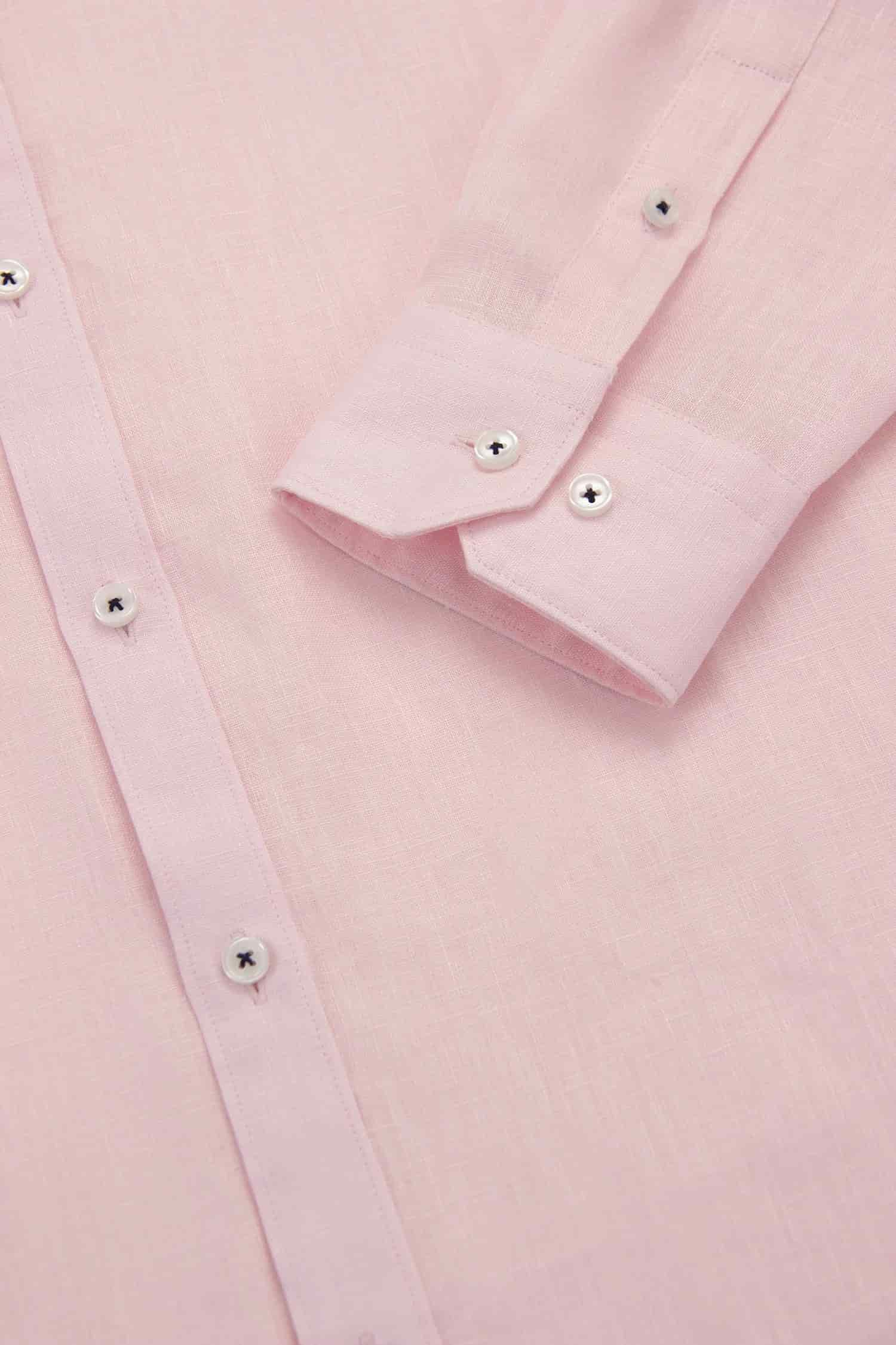 Camisa Button Down Lino Rosa Bebé - miniatura 3