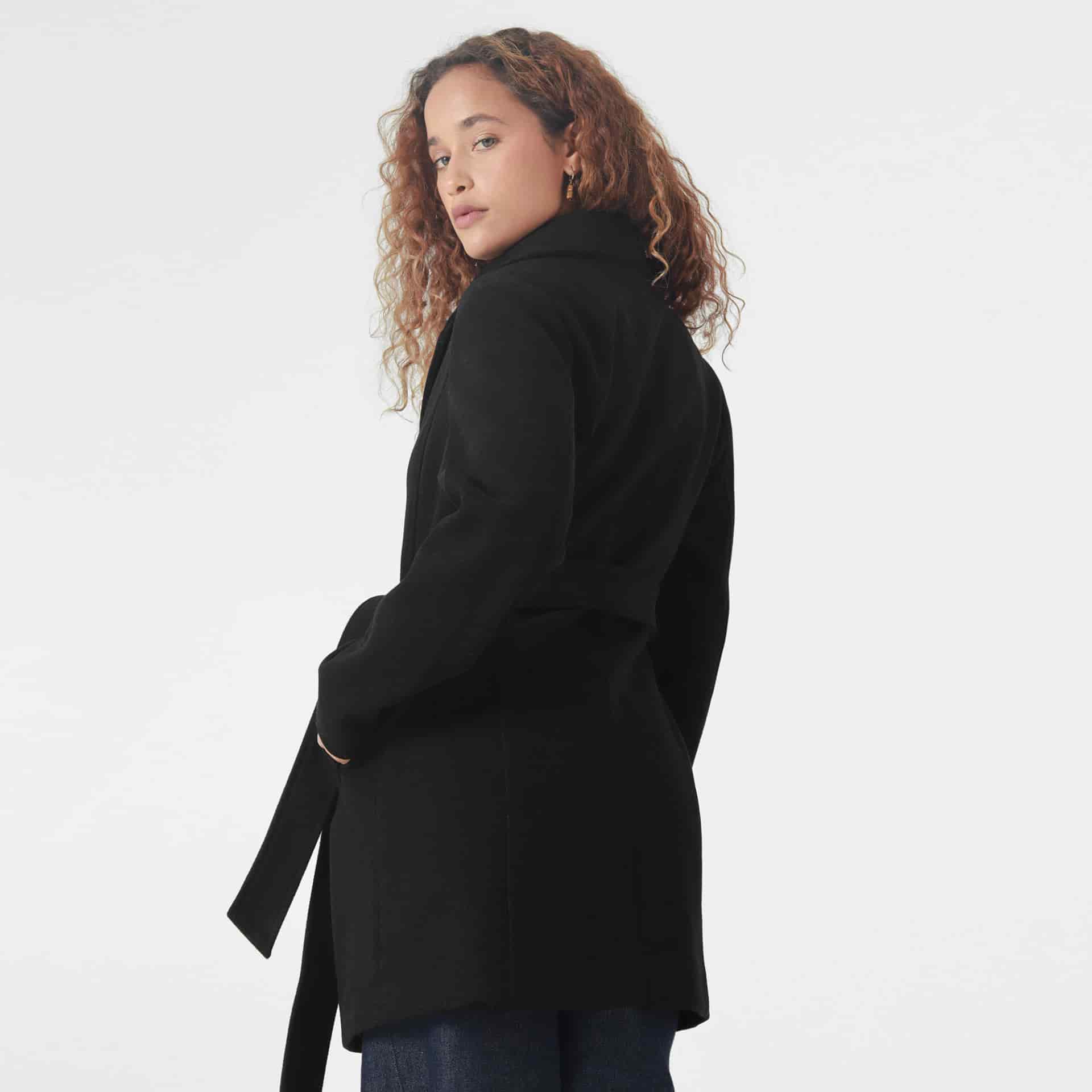 Chaqueta abrigo manga larga cuello solapa con lazo - miniatura 16